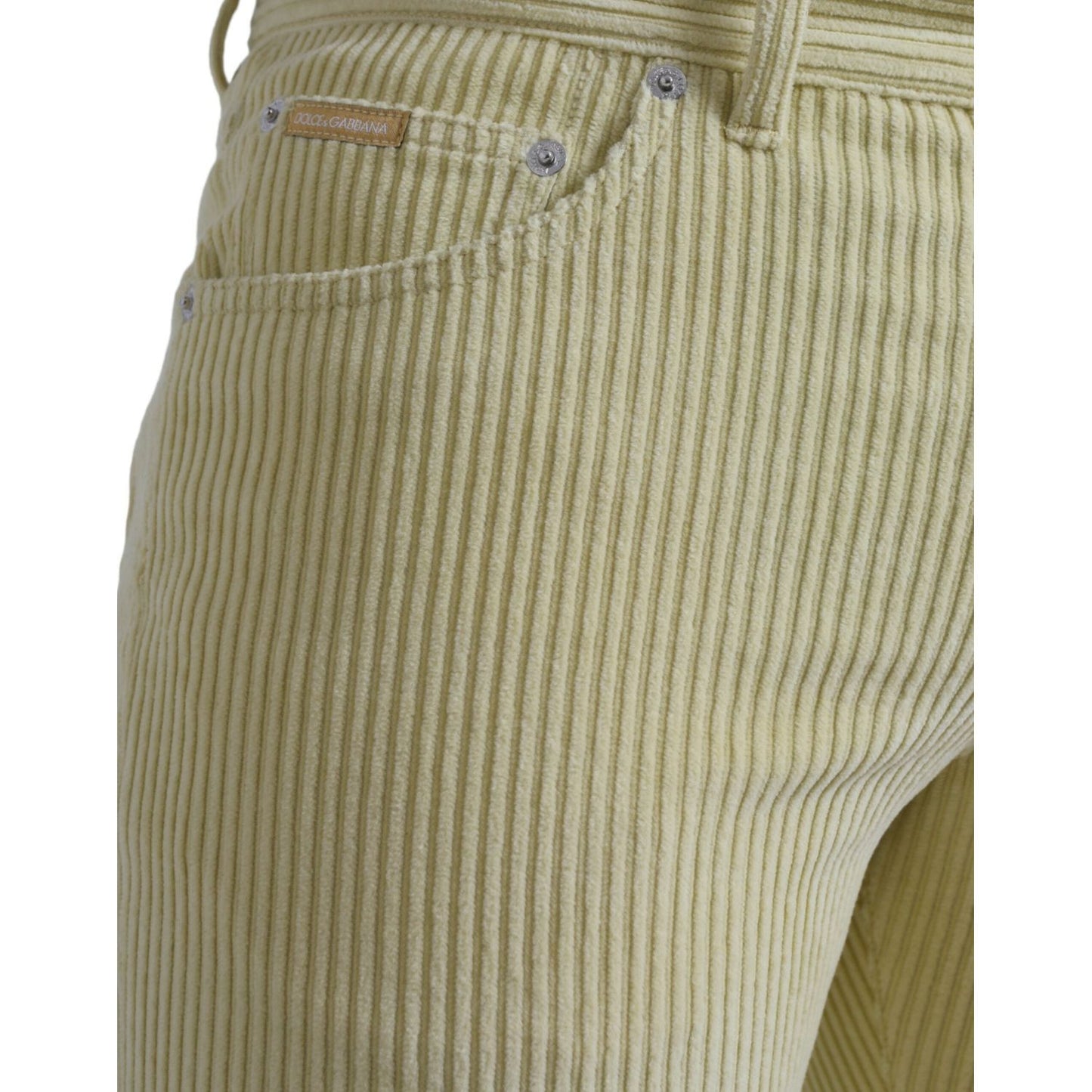 Dolce & Gabbana Yellow Corduroy Logo Plaque Skinny Denim Jeans Dolce & Gabbana Rosy Brown