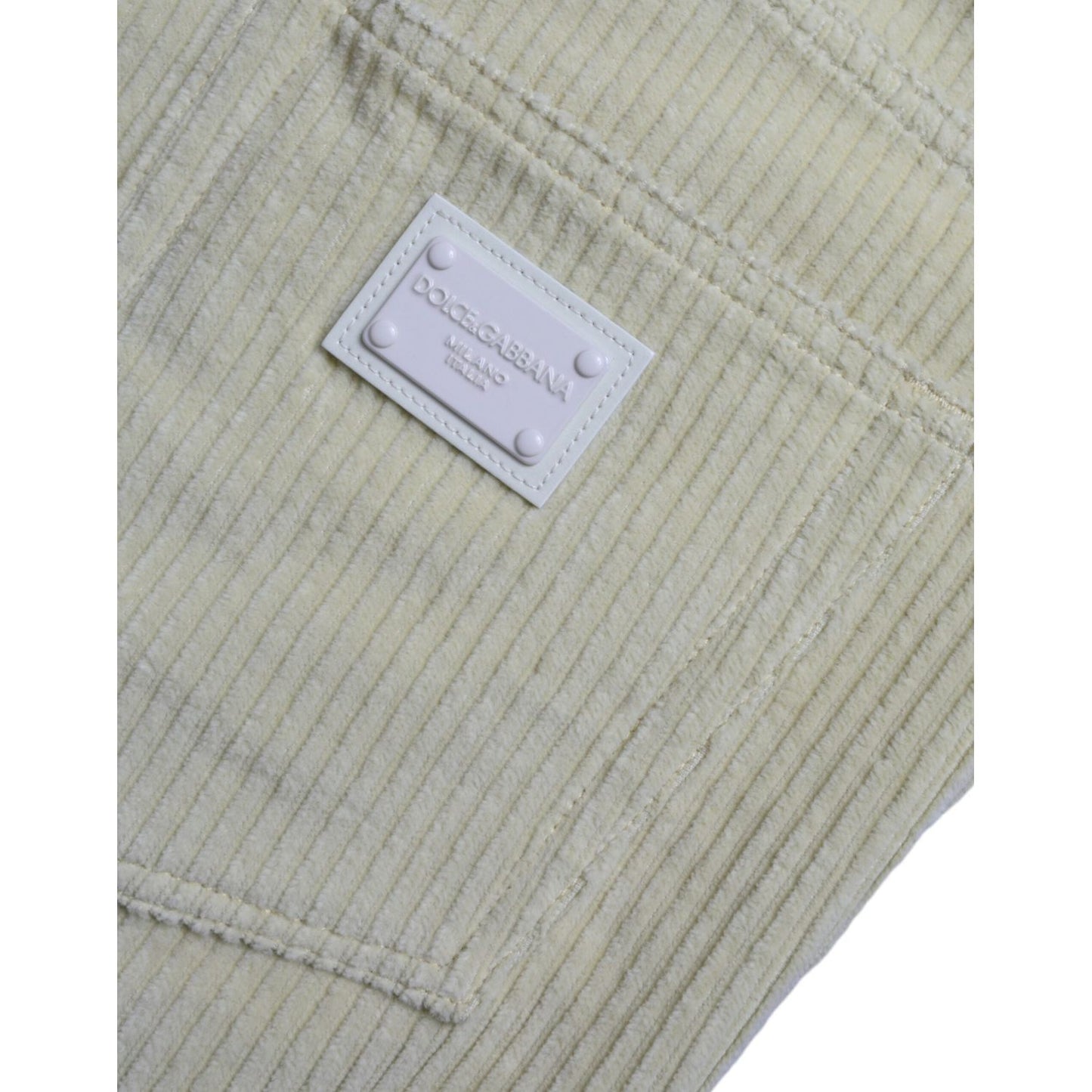 Dolce & Gabbana Yellow Corduroy Logo Plaque Skinny Denim Jeans Dolce & Gabbana Dark Gray