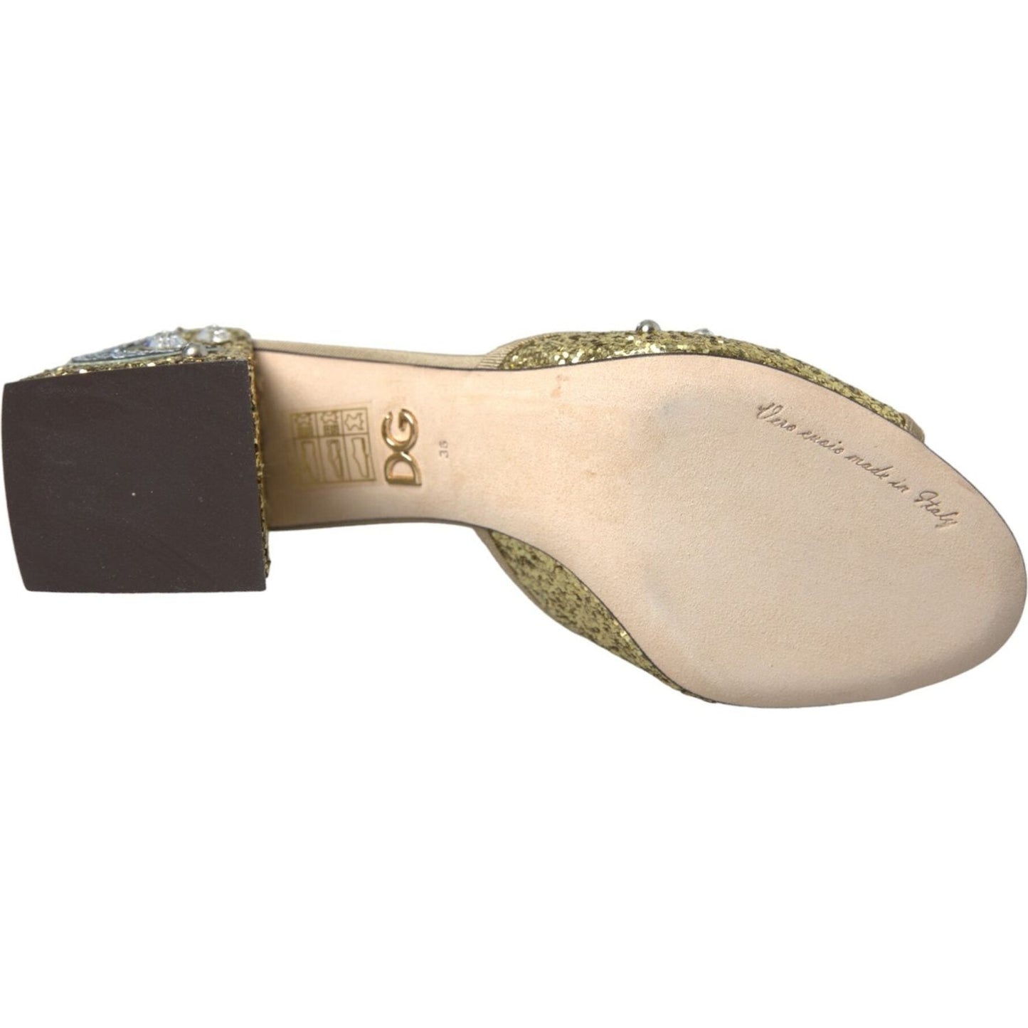 Dolce & Gabbana Gold Sequin Leather Heels Sandals Shoes Dolce & Gabbana Gray