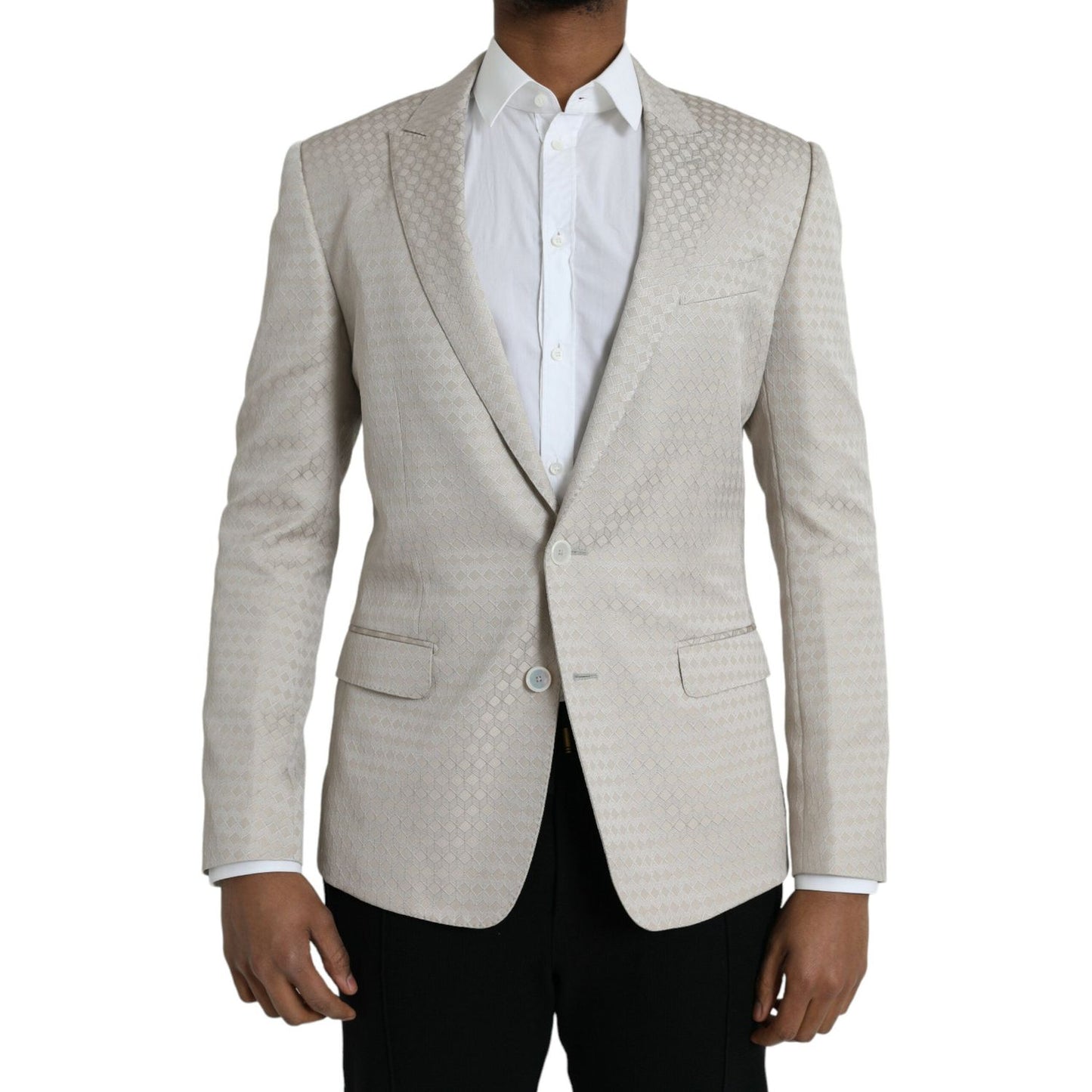 Dolce & Gabbana Beige MARTINI Single Breasted Coat Blazer Dolce & Gabbana Gray
