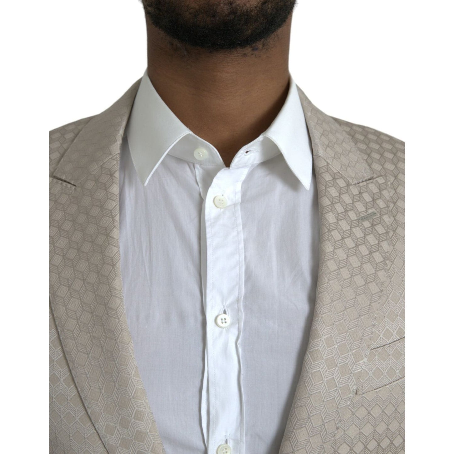 Dolce & Gabbana Beige MARTINI Single Breasted Coat Blazer Dolce & Gabbana Dark Gray
