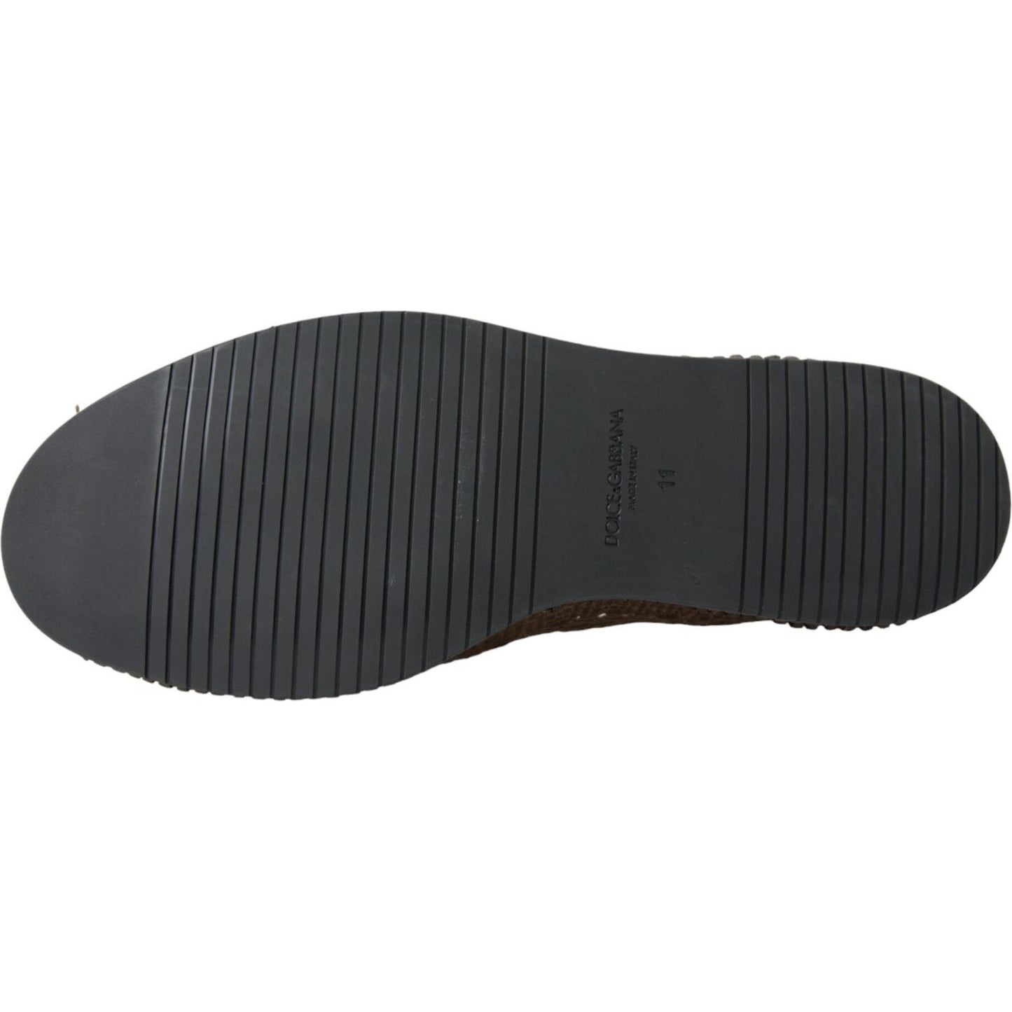 Dolce & Gabbana Brown Woven Leather Loafers Casual Shoes Dolce & Gabbana Dark Slate Gray