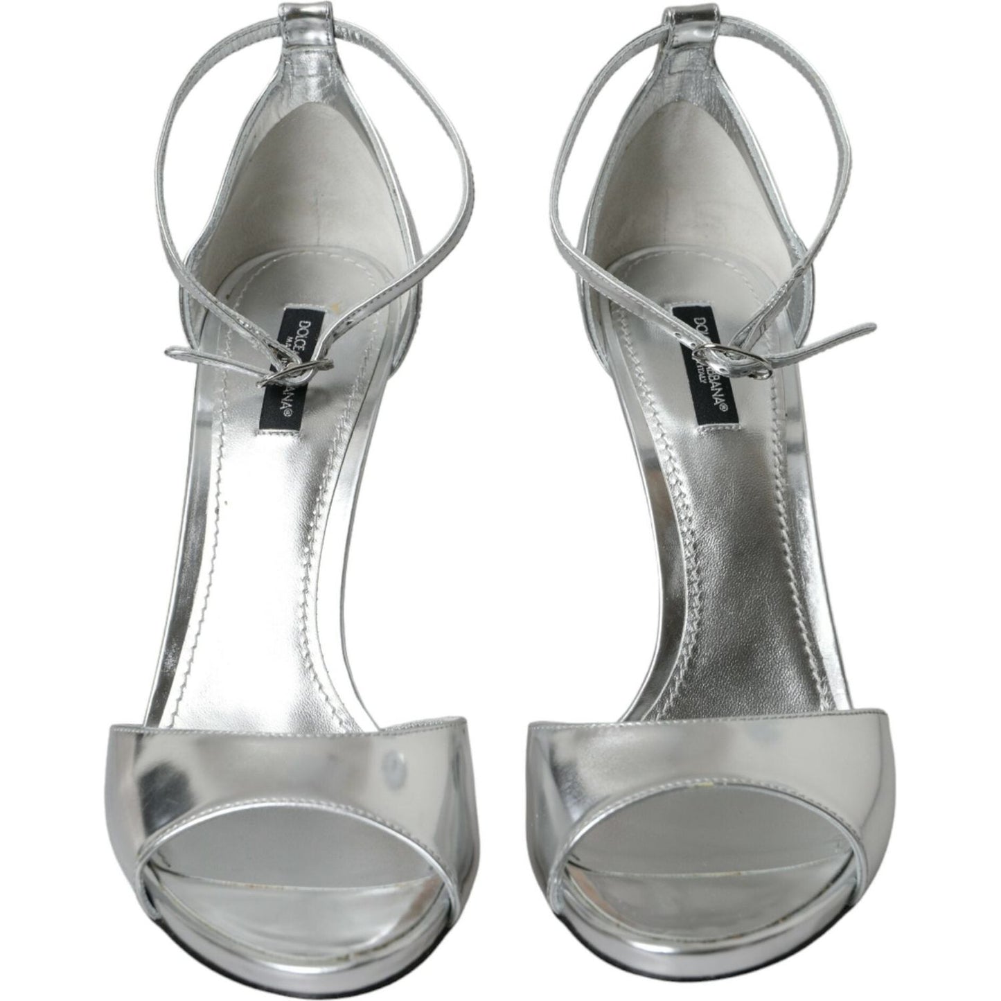 Dolce & Gabbana Silver KEIRA Leather Heels Sandals Shoes Dolce & Gabbana Dark Gray