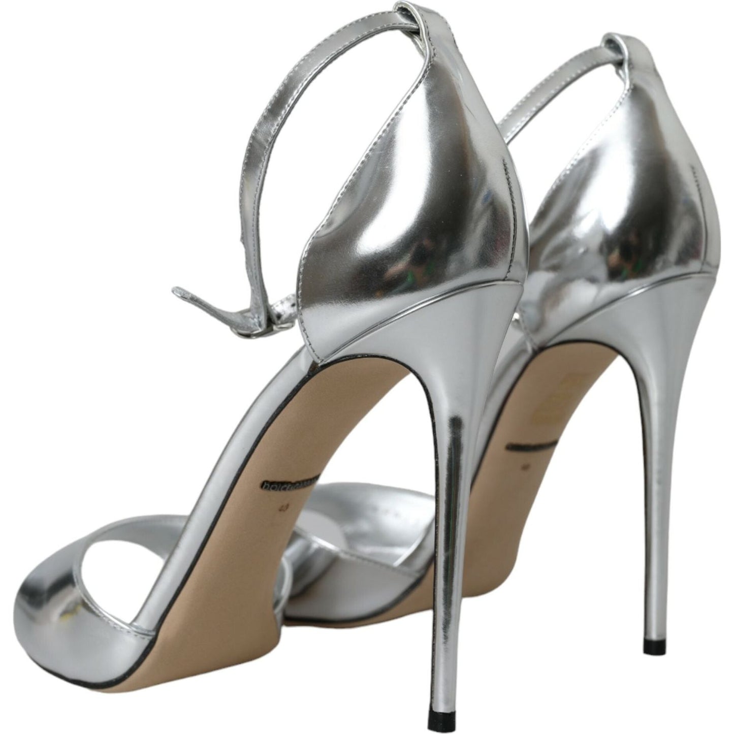 Dolce & Gabbana Silver KEIRA Leather Heels Sandals Shoes Dolce & Gabbana Light Slate Gray