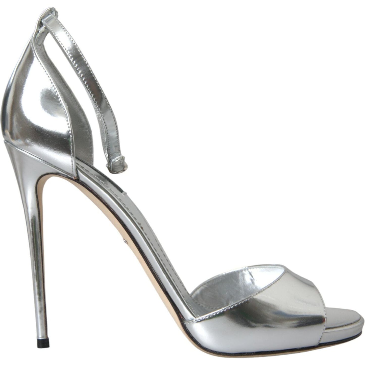 Dolce & Gabbana Silver KEIRA Leather Heels Sandals Shoes Dolce & Gabbana Dark Gray
