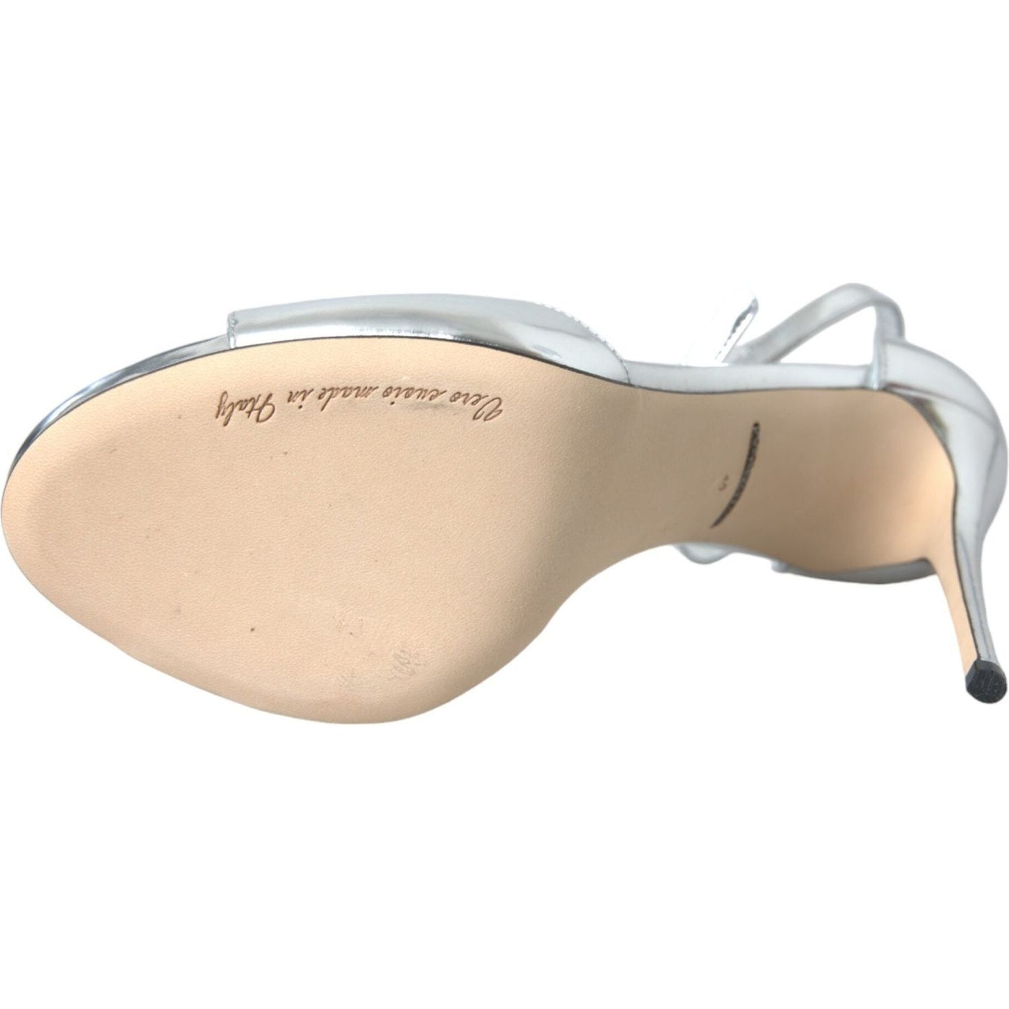 Dolce & Gabbana Silver KEIRA Leather Heels Sandals Shoes Dolce & Gabbana Tan