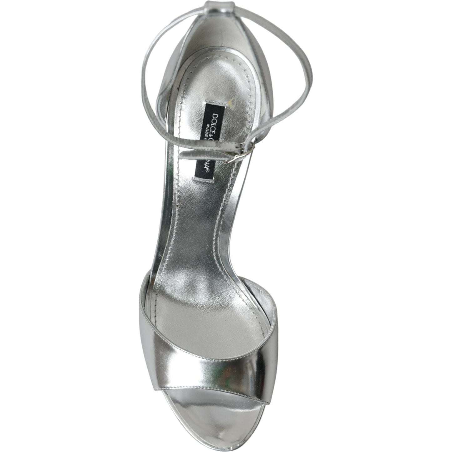 Dolce & Gabbana Silver KEIRA Leather Heels Sandals Shoes Dolce & Gabbana Dark Gray
