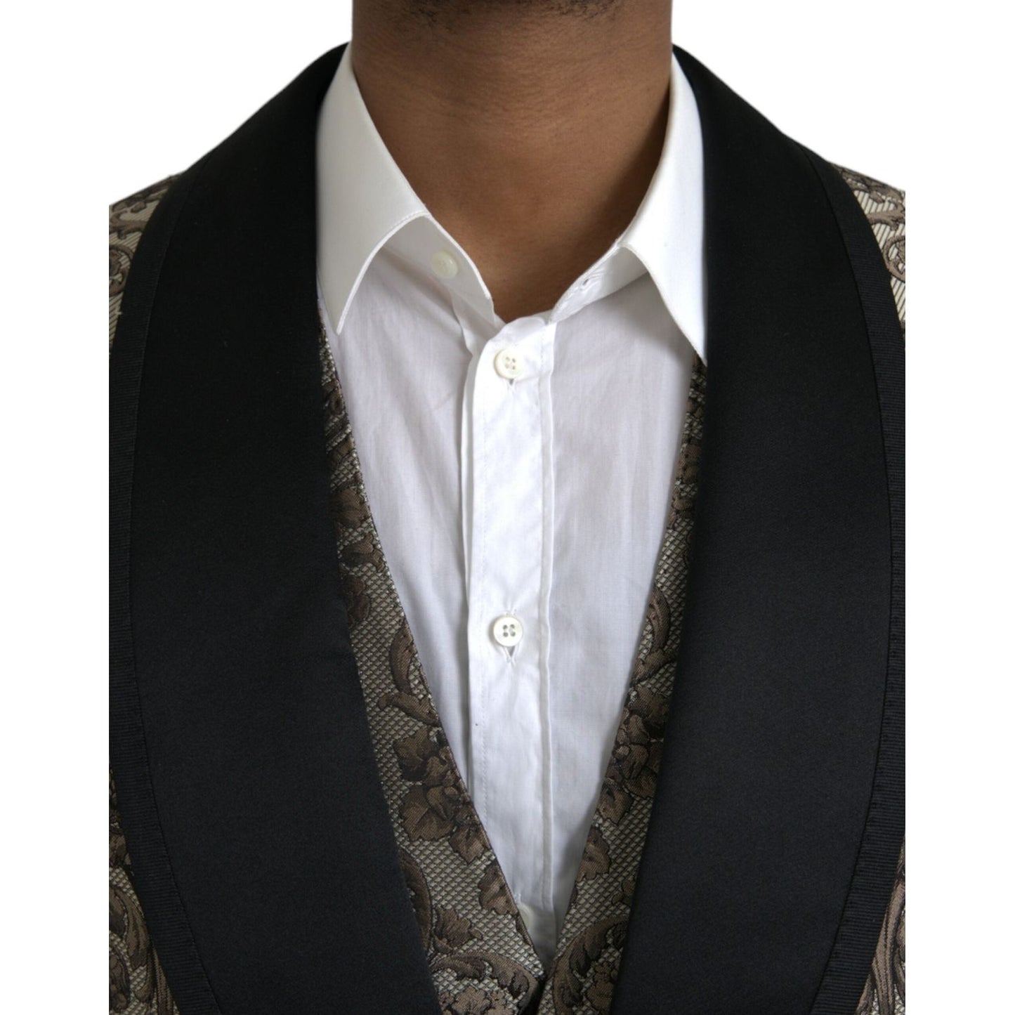 Dolce & Gabbana Brown Floral Jacquard Formal 3 Piece Suit Dolce & Gabbana Gray
