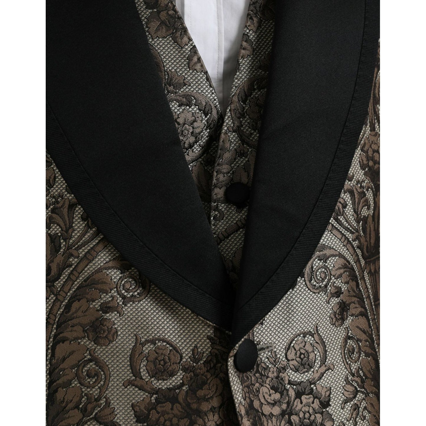 Dolce & Gabbana Brown Floral Jacquard Formal 3 Piece Suit Dolce & Gabbana Black
