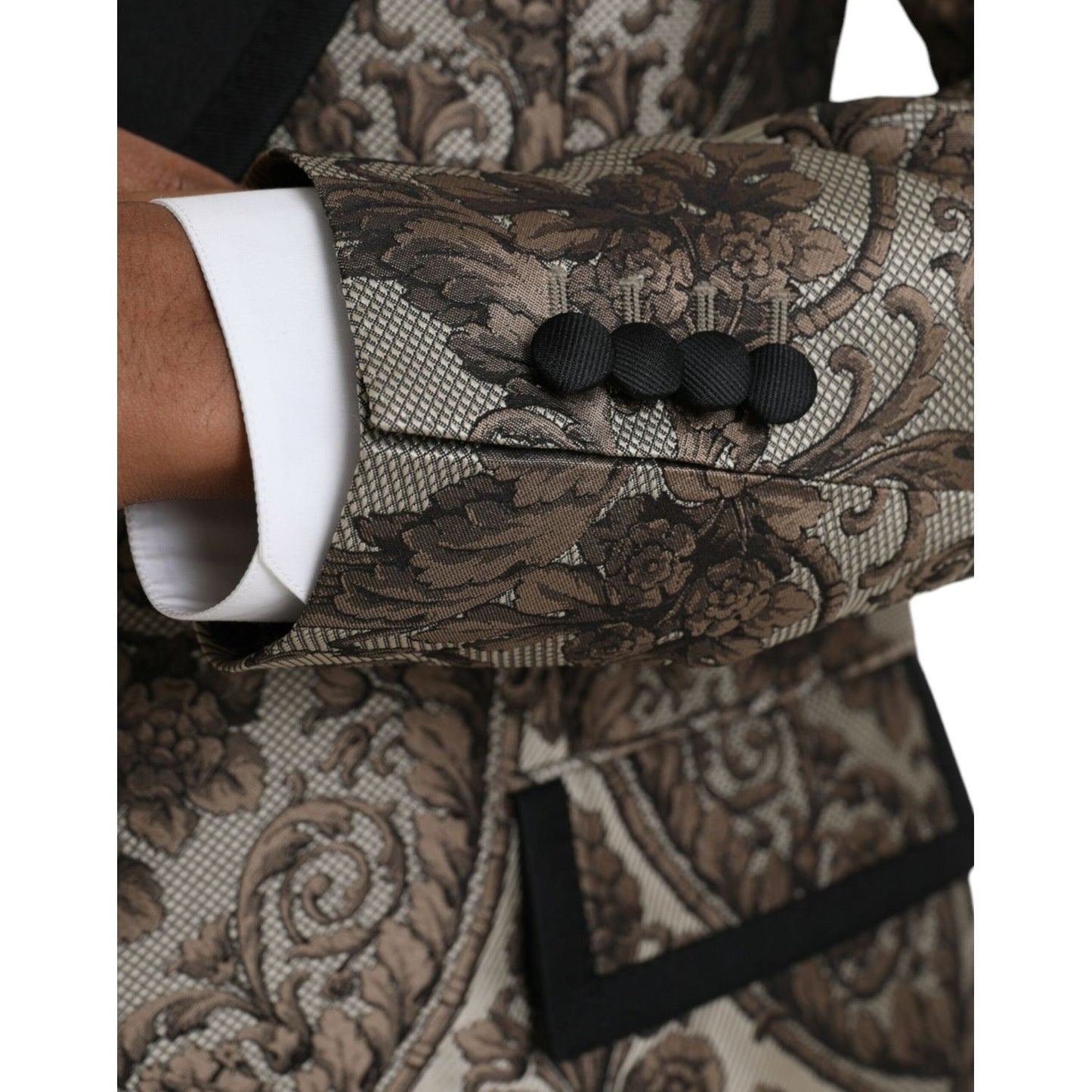 Dolce & Gabbana Brown Floral Jacquard Formal 3 Piece Suit Dolce & Gabbana Dark Slate Gray