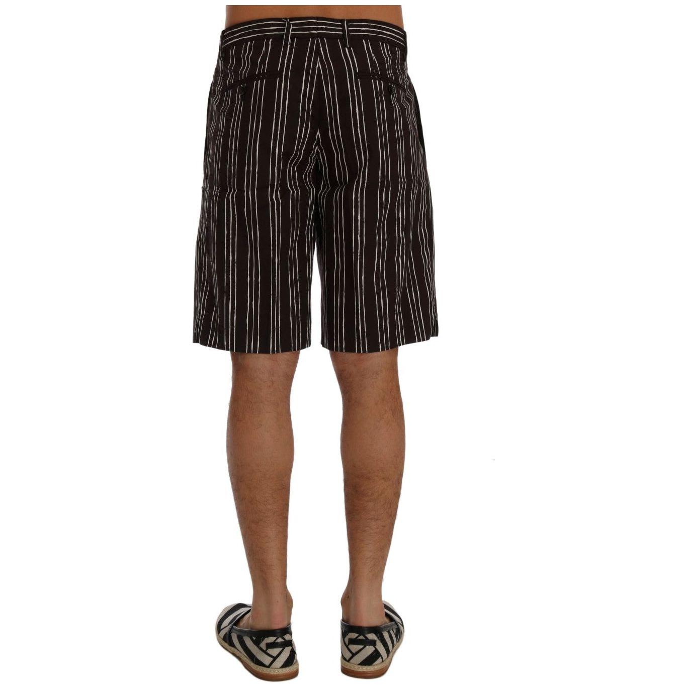 Dolce & Gabbana Bordeaux Striped Cotton Knee High Shorts Dolce & Gabbana Black