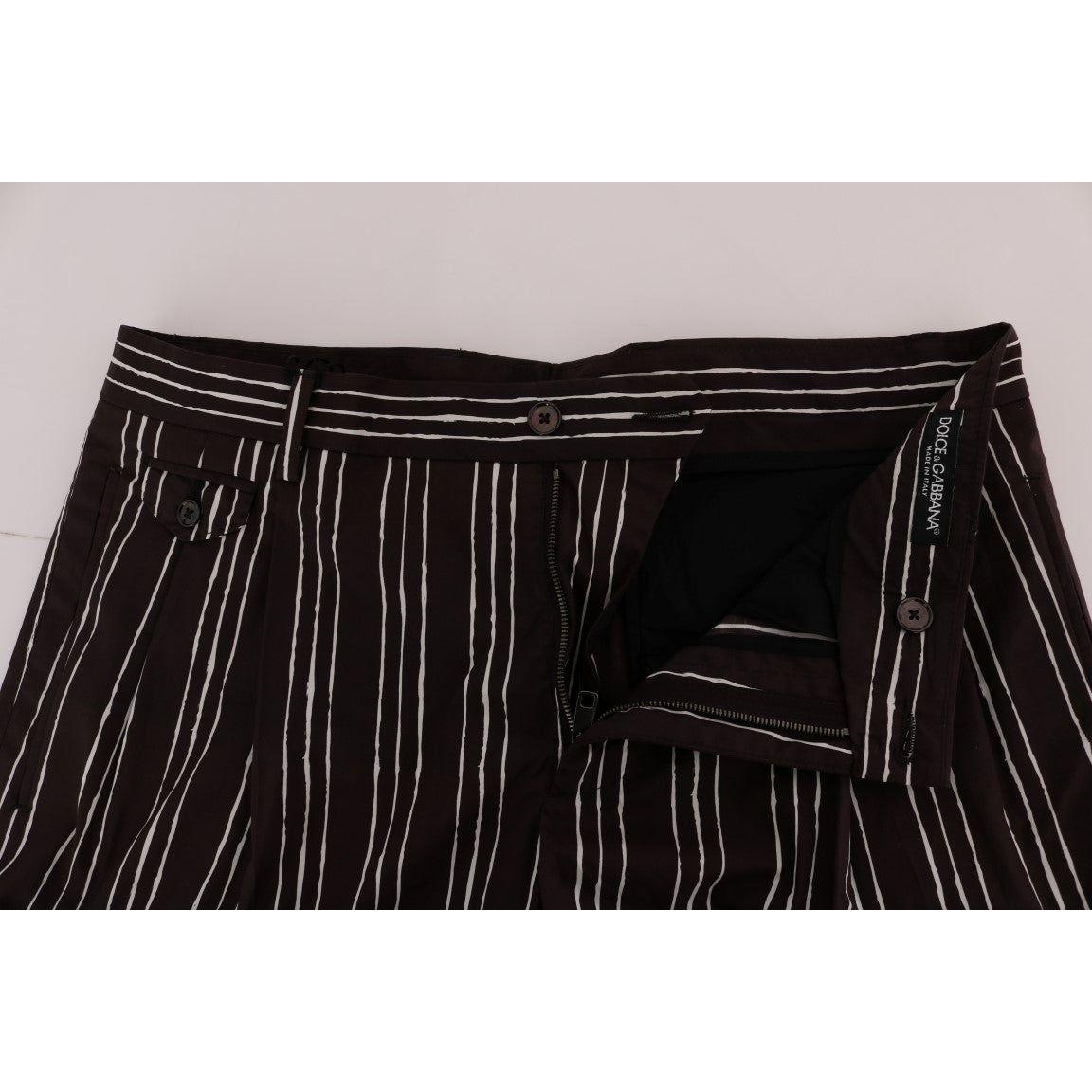 Dolce & Gabbana Bordeaux Striped Cotton Knee High Shorts Dolce & Gabbana Black