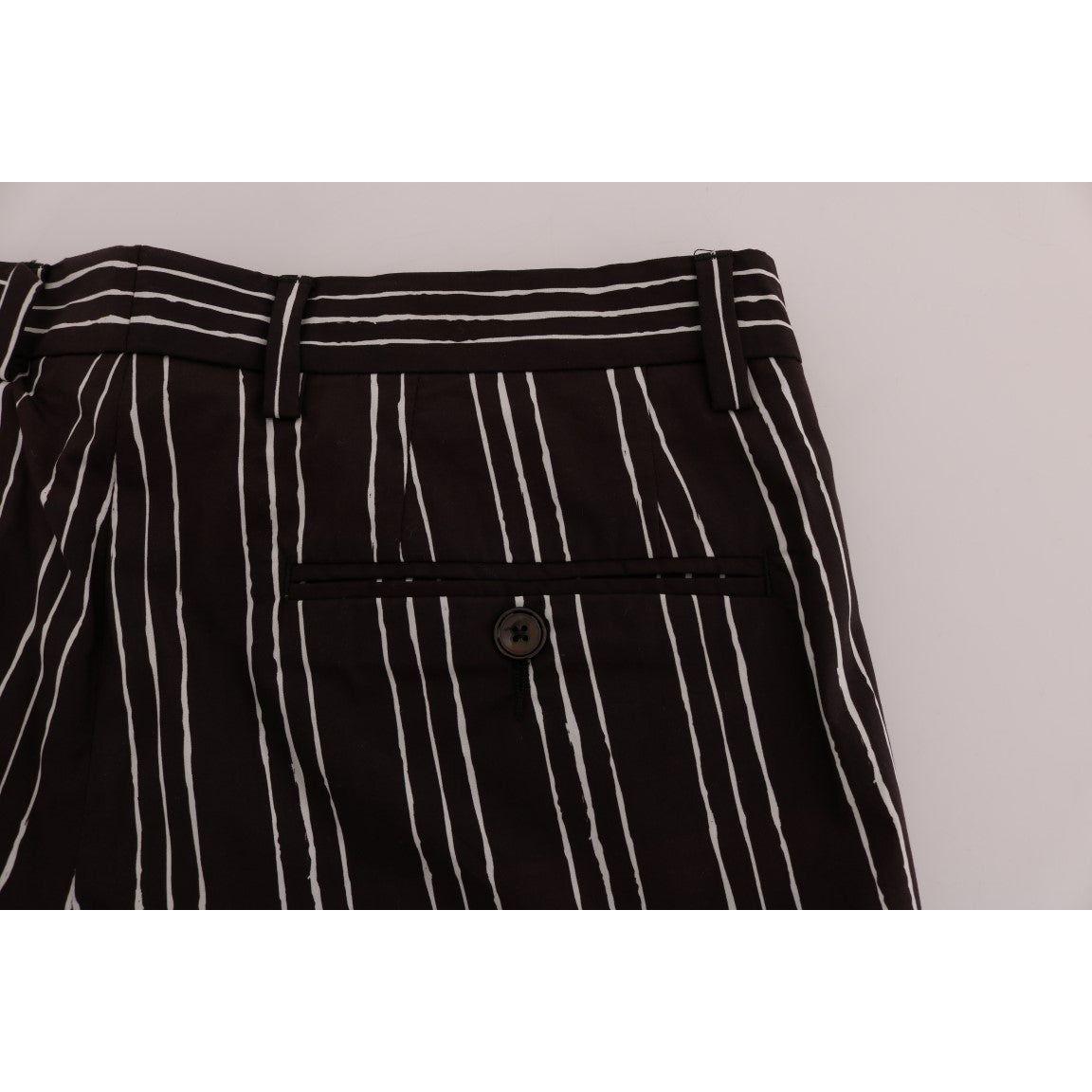 Dolce & Gabbana Bordeaux Striped Cotton Knee High Shorts Dolce & Gabbana Black