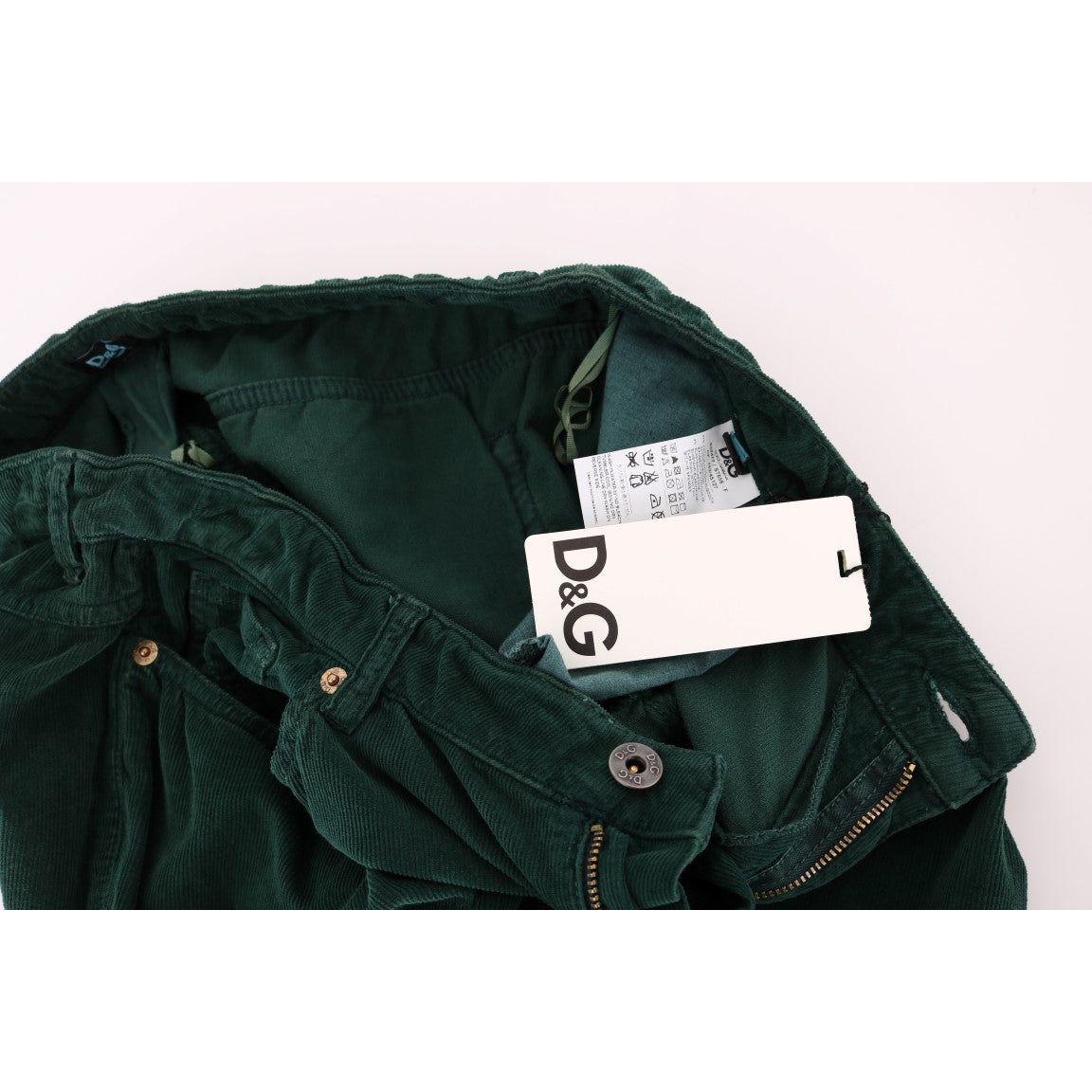 Dolce & Gabbana Elegant Green Cotton Blend Trousers Dolce & Gabbana Black
