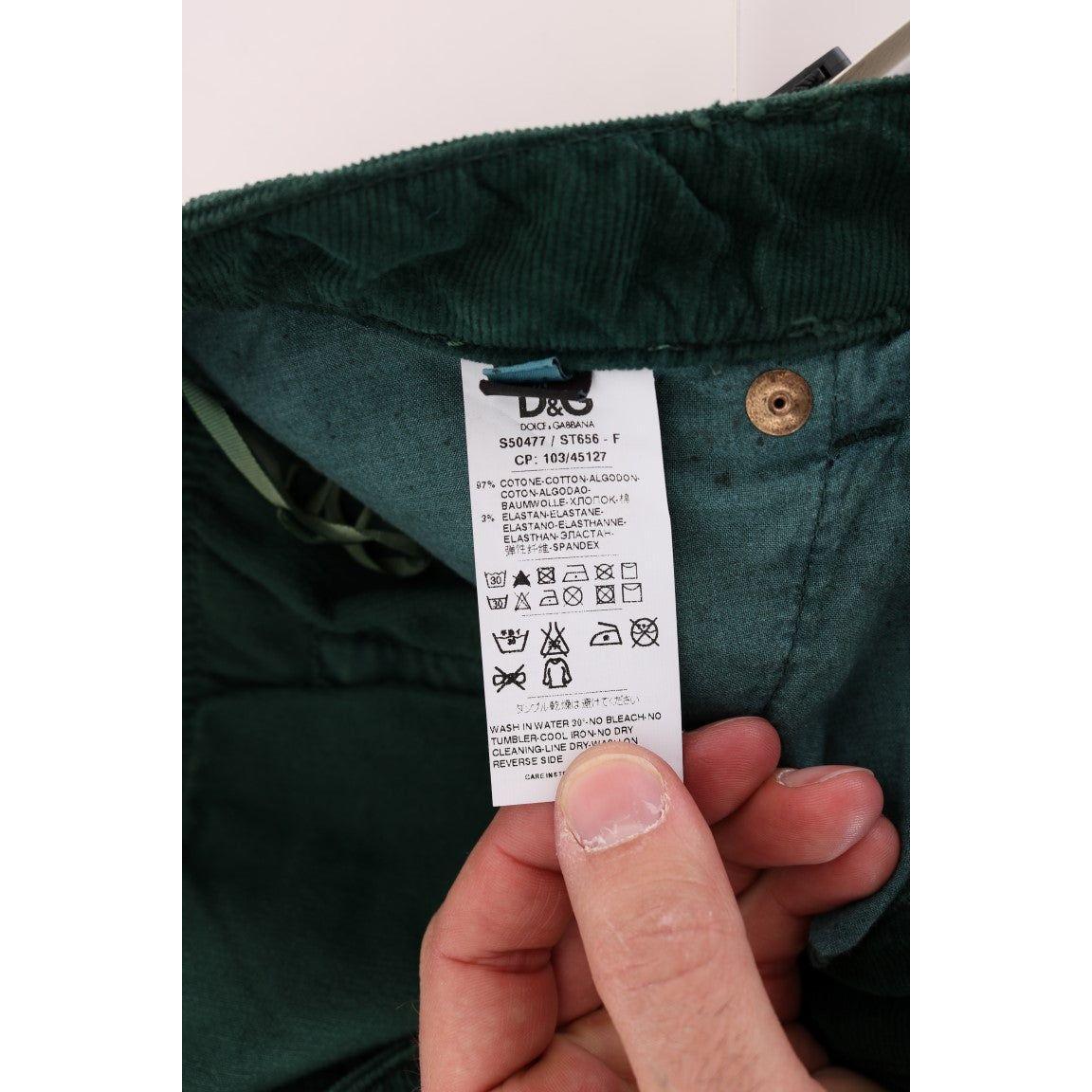 Dolce & Gabbana Elegant Green Cotton Blend Trousers Dolce & Gabbana Black