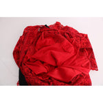 Dolce & Gabbana Red Floral Ricamo Sheath Long Dress WOMAN DRESSES