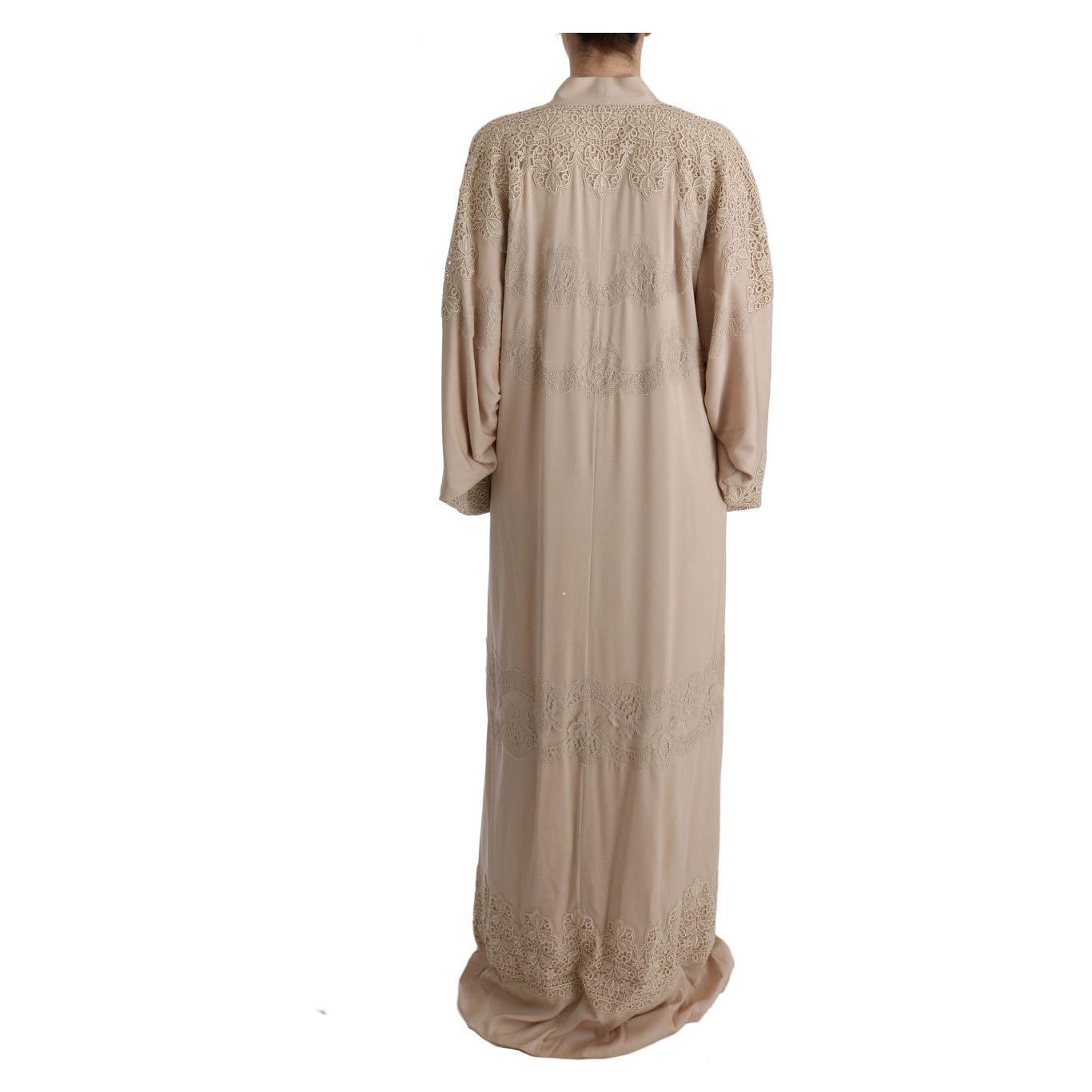 Dolce & Gabbana Elegant Beige Cape Kaftan Dress Dolce & Gabbana Rosy Brown
