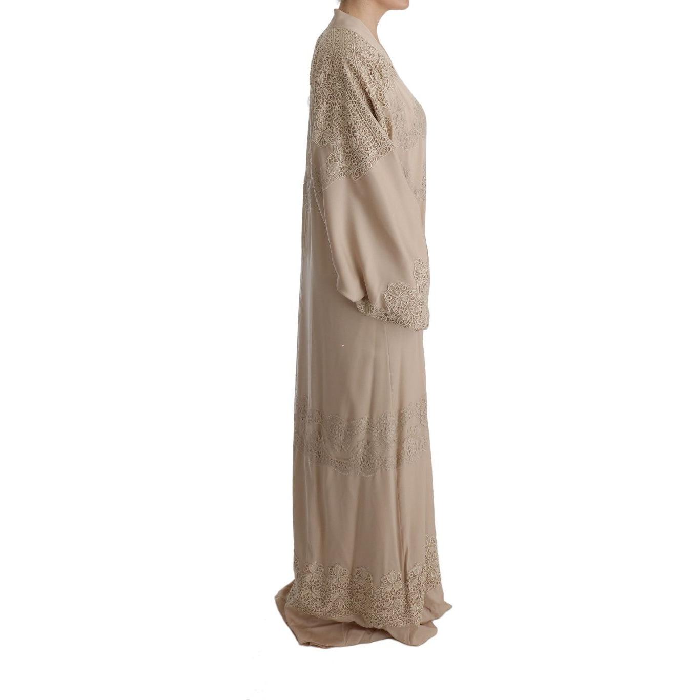 Dolce & Gabbana Elegant Beige Cape Kaftan Dress Dolce & Gabbana Rosy Brown