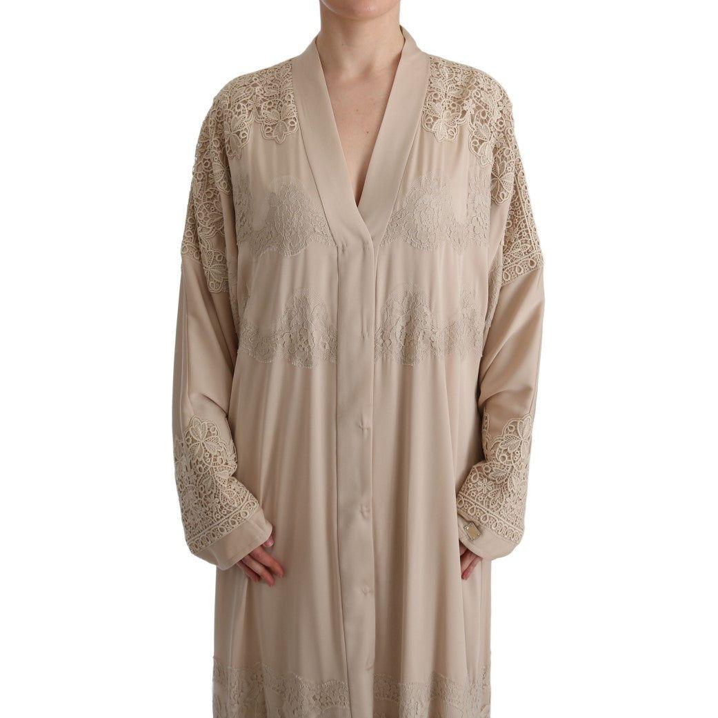 Dolce & Gabbana Elegant Beige Cape Kaftan Dress Dolce & Gabbana Rosy Brown