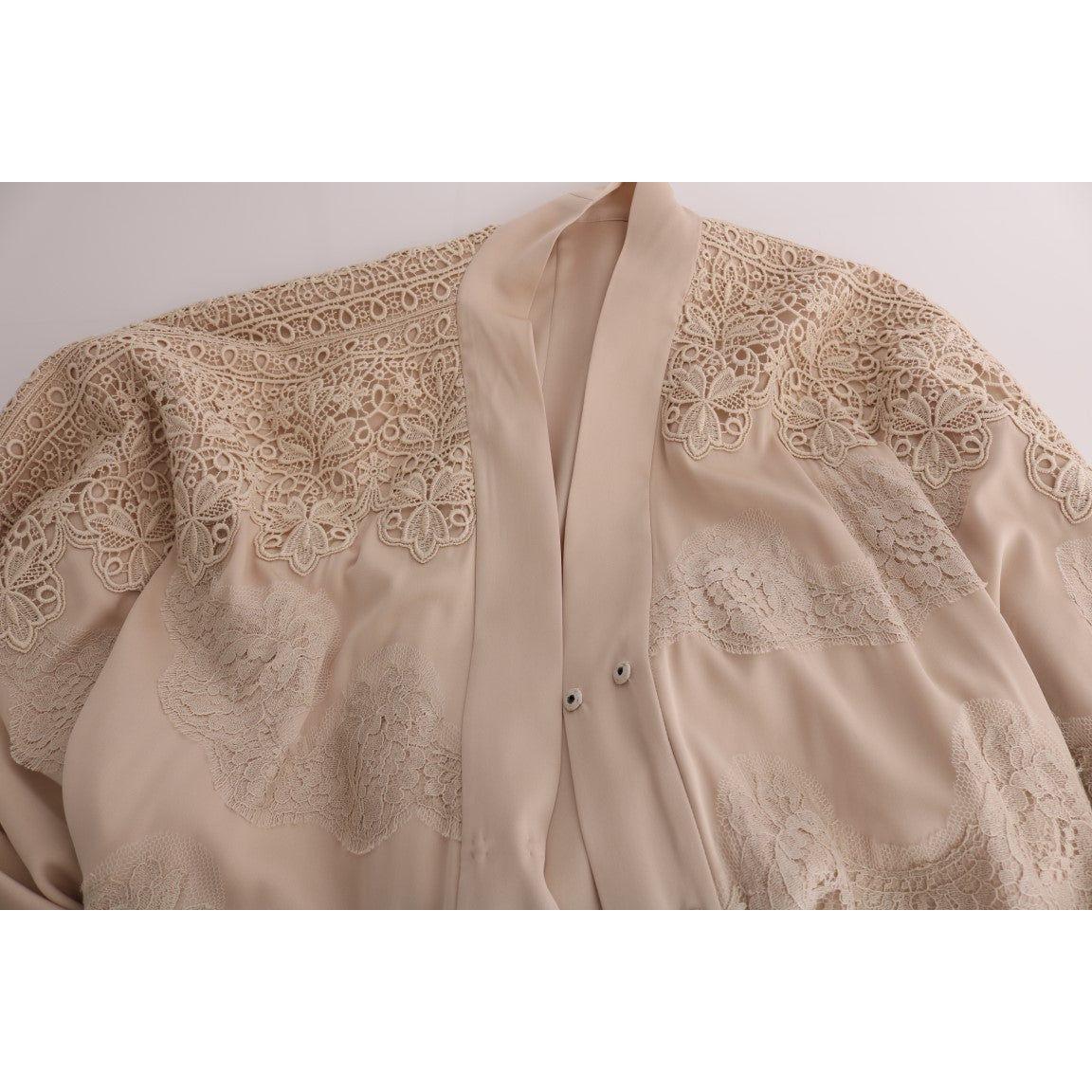 Dolce & Gabbana Elegant Beige Cape Kaftan Dress Dolce & Gabbana Rosy Brown
