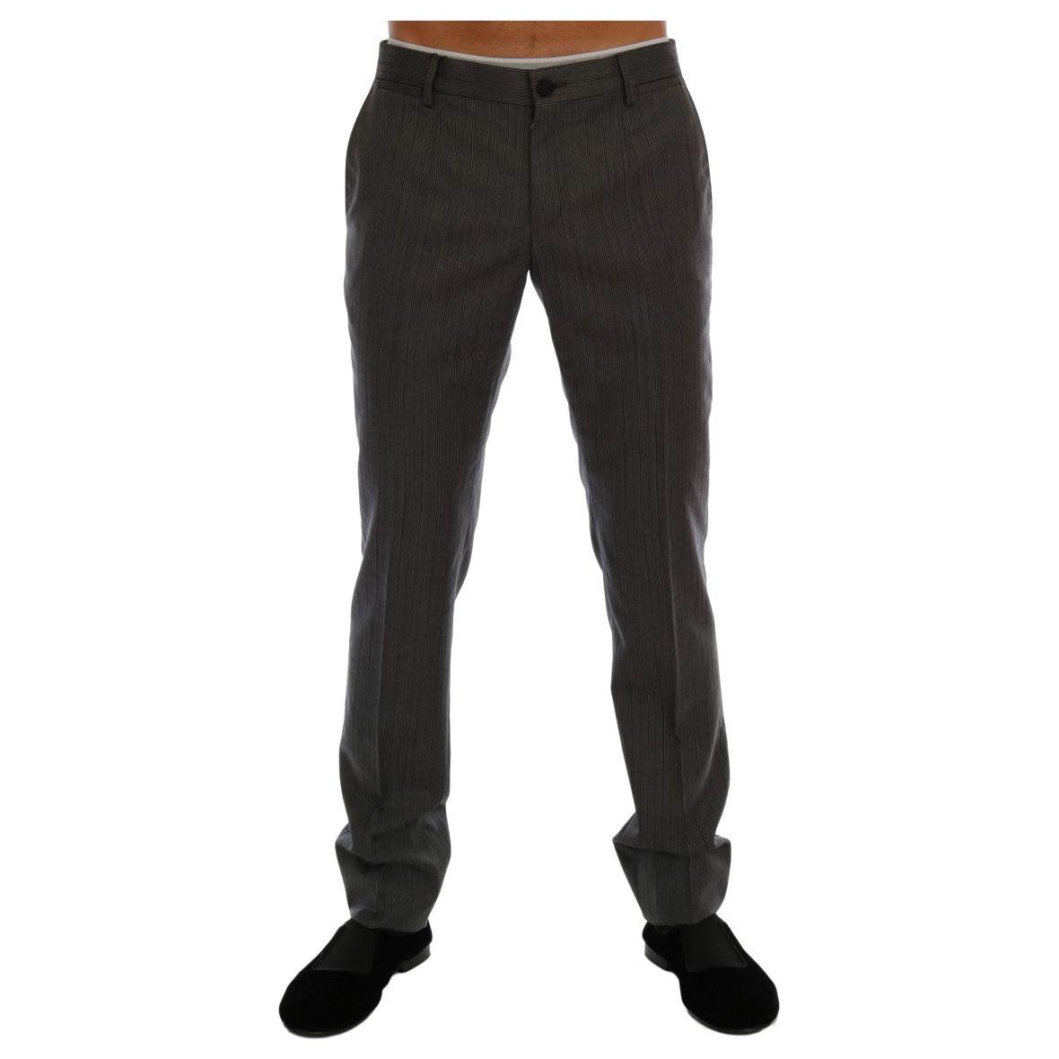 Dolce & Gabbana Elegant Gray Striped Wool Formal Trousers Dolce & Gabbana Dark Slate Gray