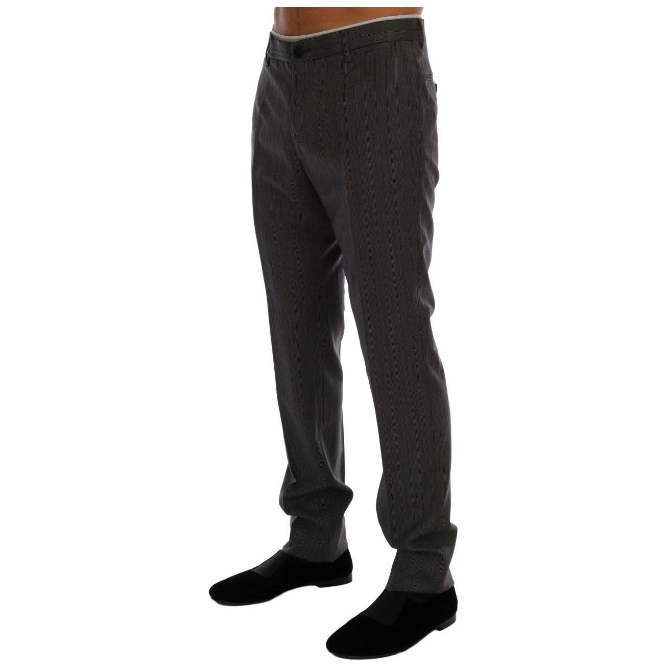 Dolce & Gabbana Elegant Gray Striped Wool Formal Trousers Dolce & Gabbana Dark Slate Gray