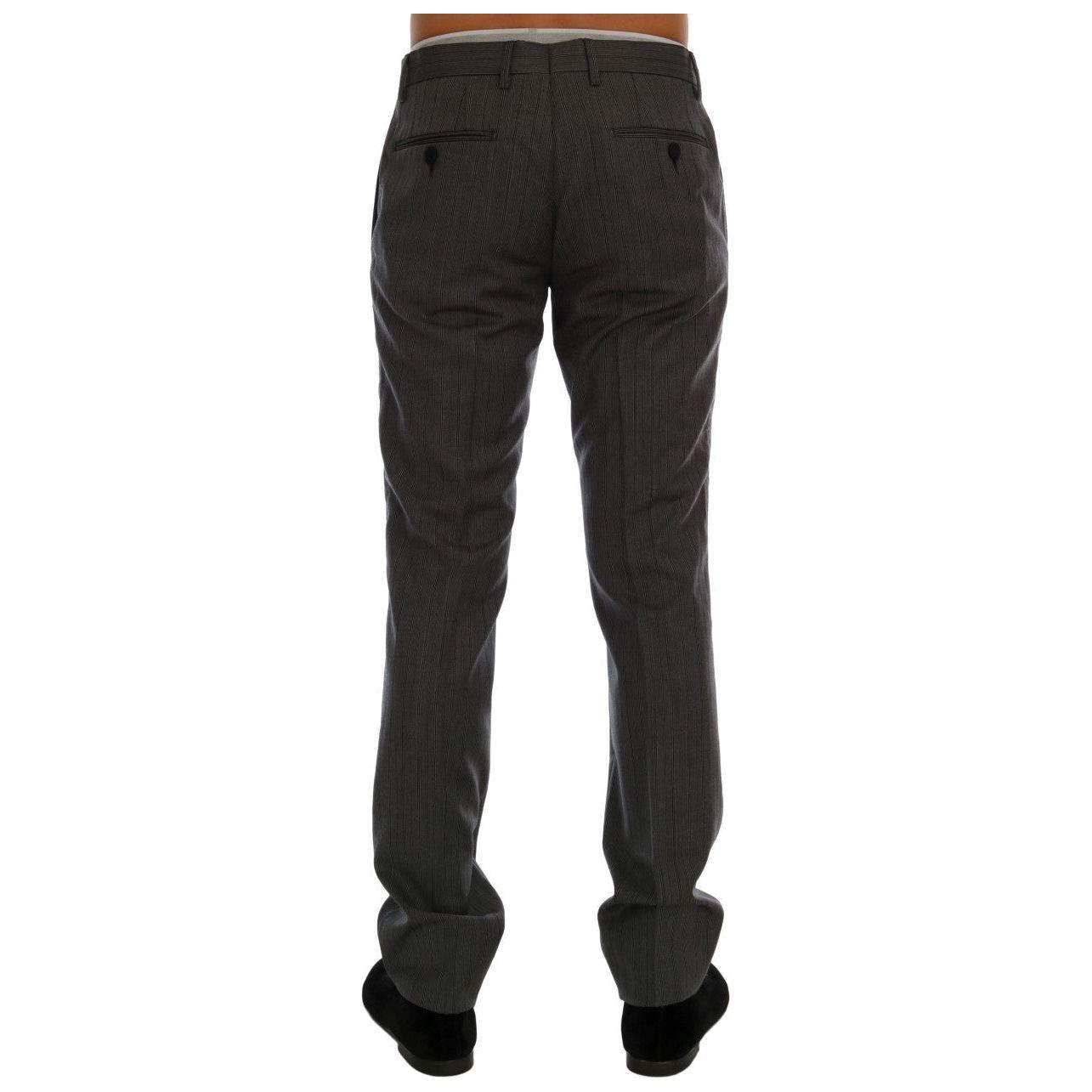 Dolce & Gabbana Elegant Gray Striped Wool Formal Trousers Dolce & Gabbana Dark Slate Gray