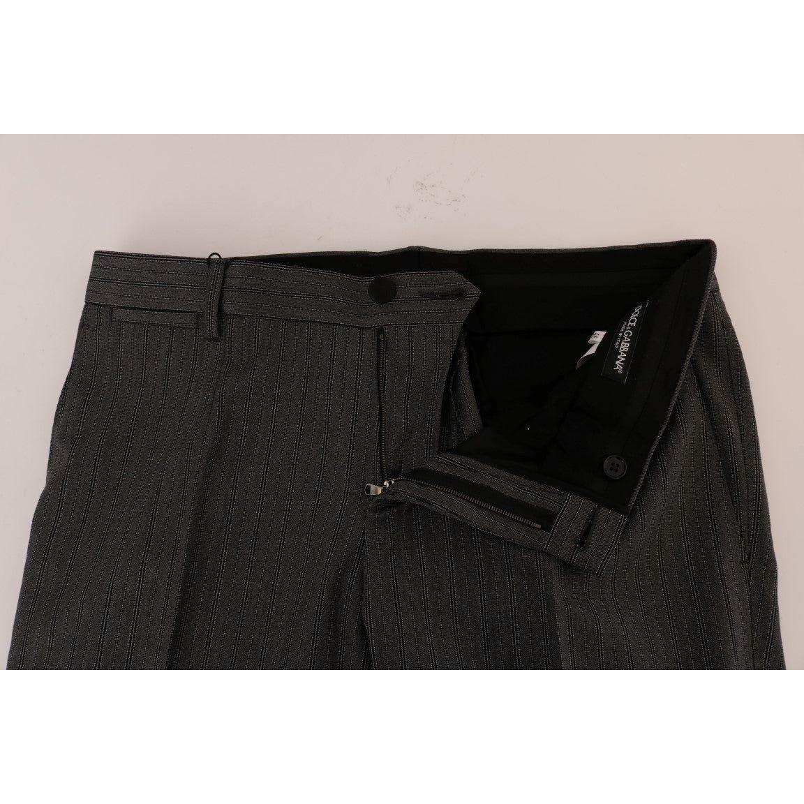 Dolce & Gabbana Elegant Gray Striped Wool Formal Trousers Dolce & Gabbana Black