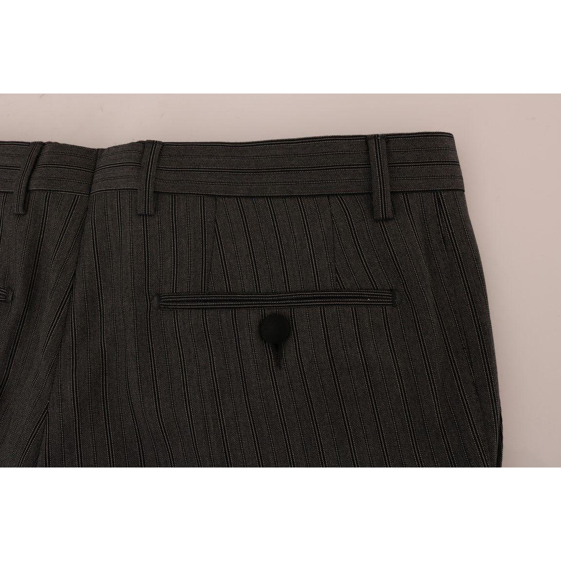 Dolce & Gabbana Elegant Gray Striped Wool Formal Trousers Dolce & Gabbana Gray