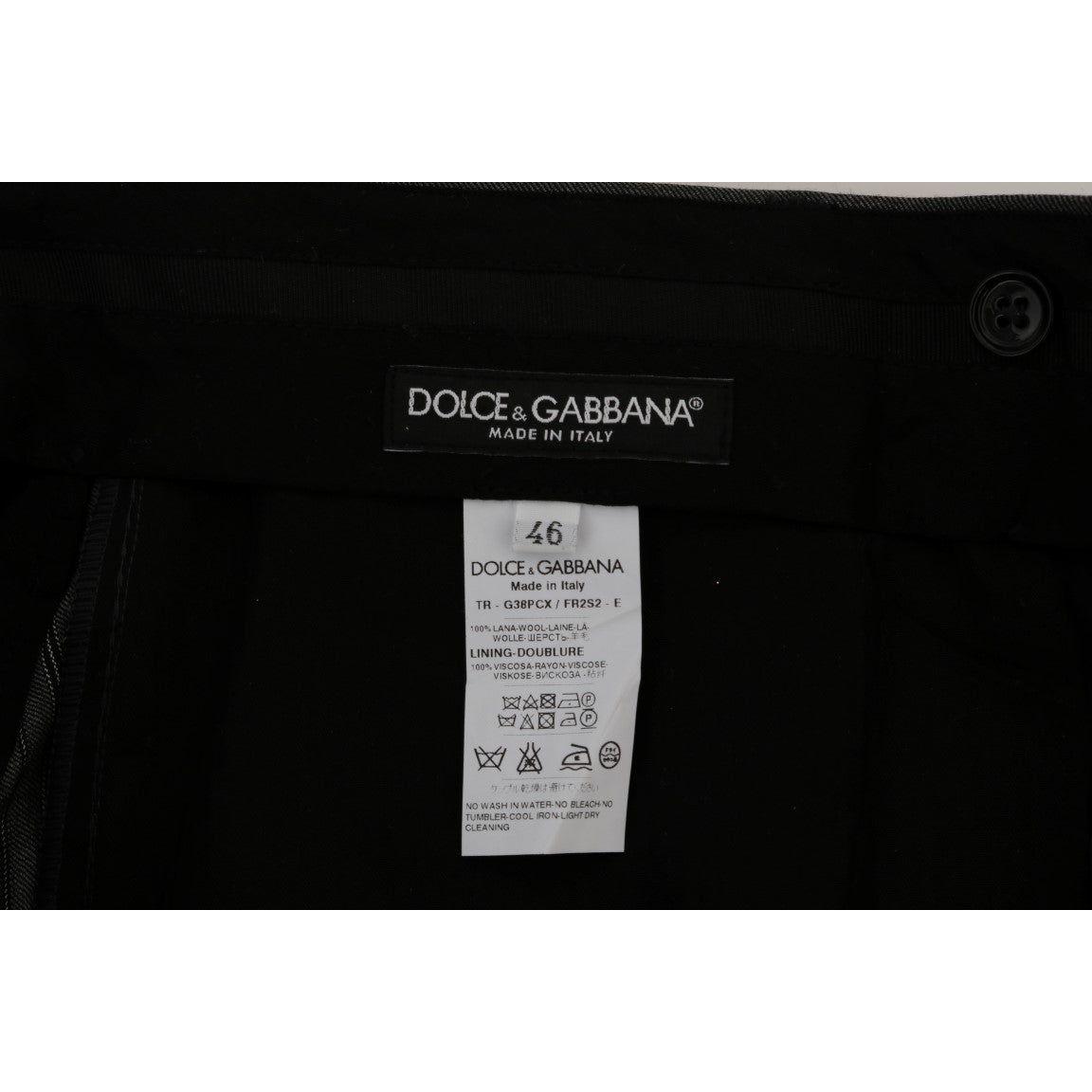 Dolce & Gabbana Elegant Gray Striped Wool Formal Trousers Dolce & Gabbana Black