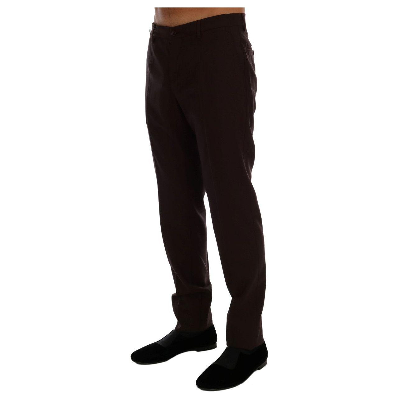Dolce & Gabbana Elegant Slim Fit Formal Trousers in Purple Dolce & Gabbana Black
