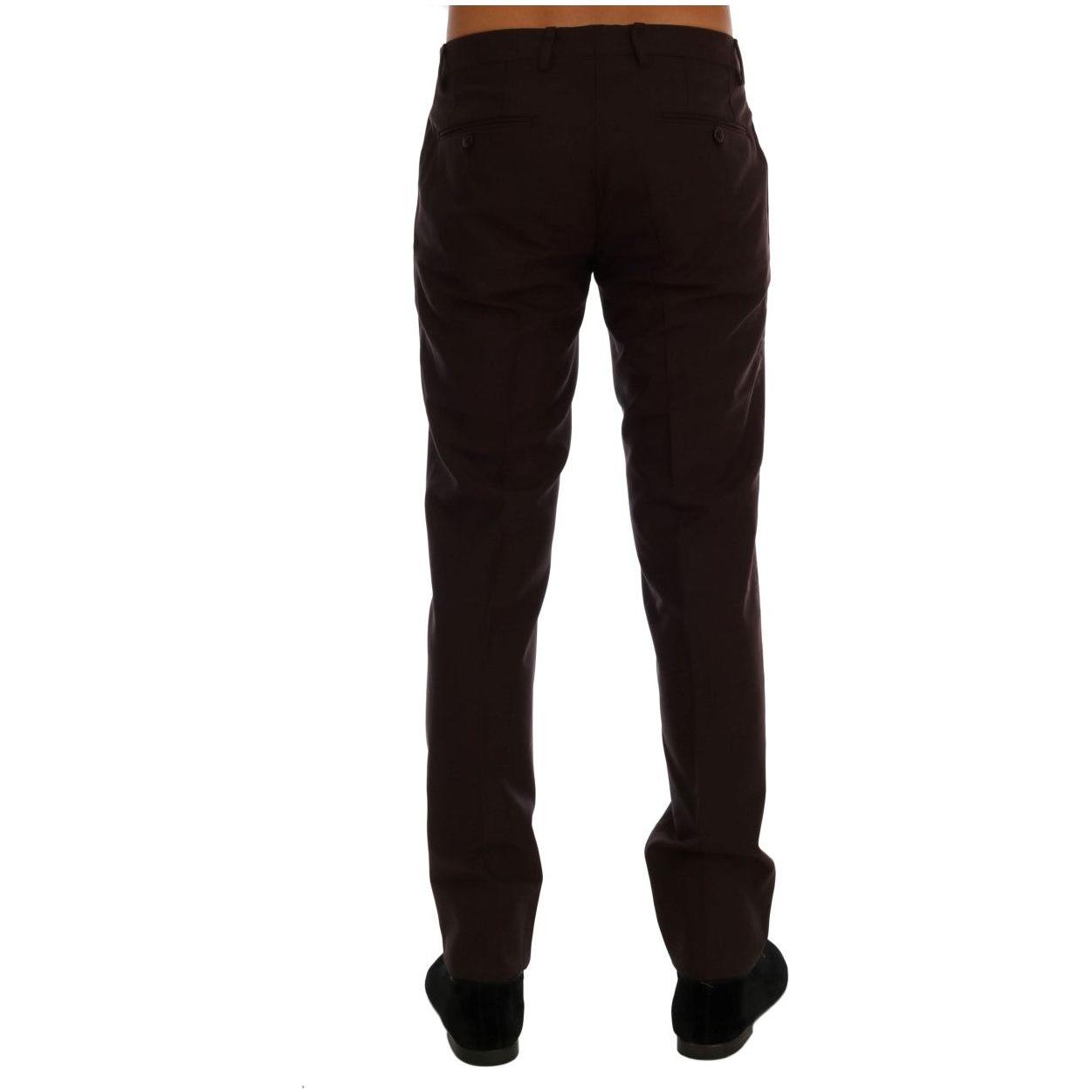 Dolce & Gabbana Elegant Slim Fit Formal Trousers in Purple Dolce & Gabbana Black