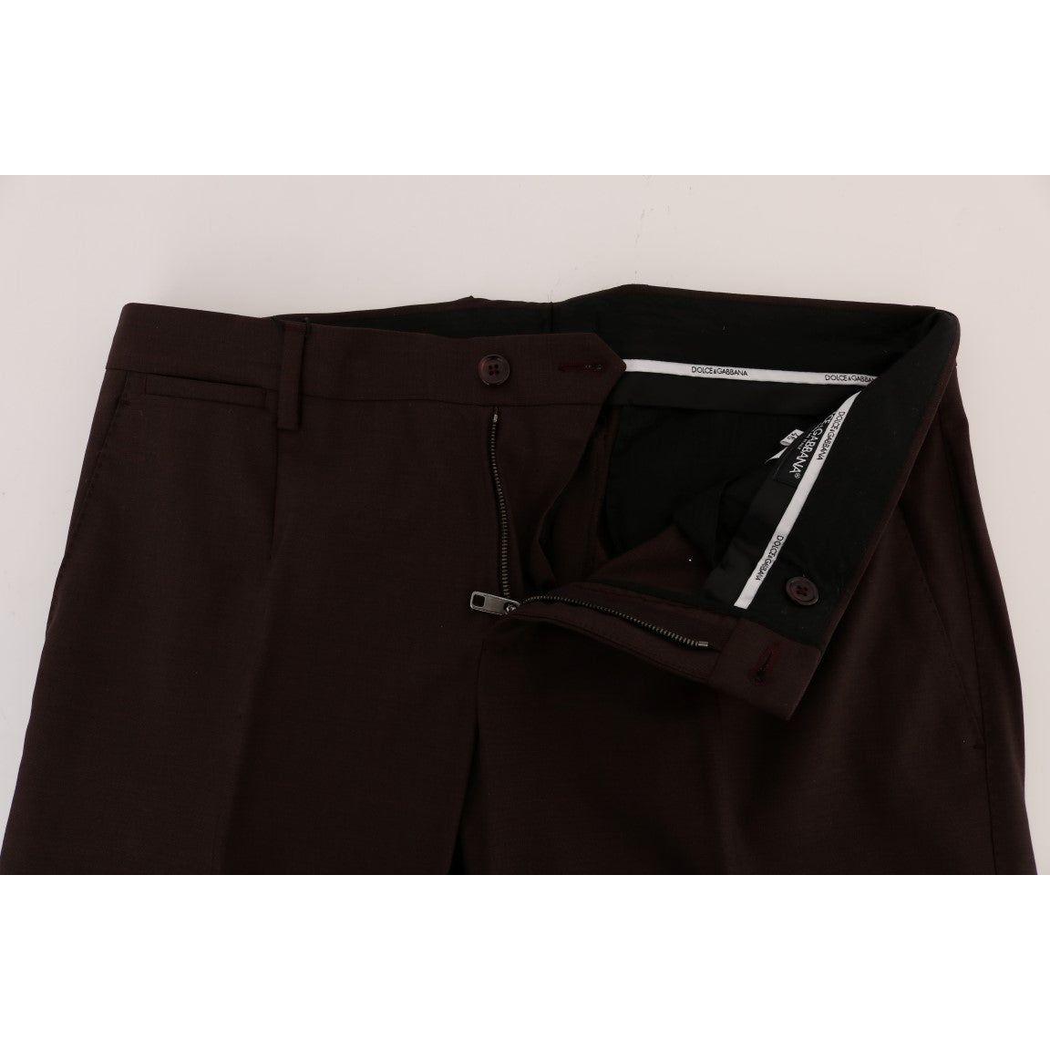 Dolce & Gabbana Elegant Slim Fit Formal Trousers in Purple Dolce & Gabbana Black