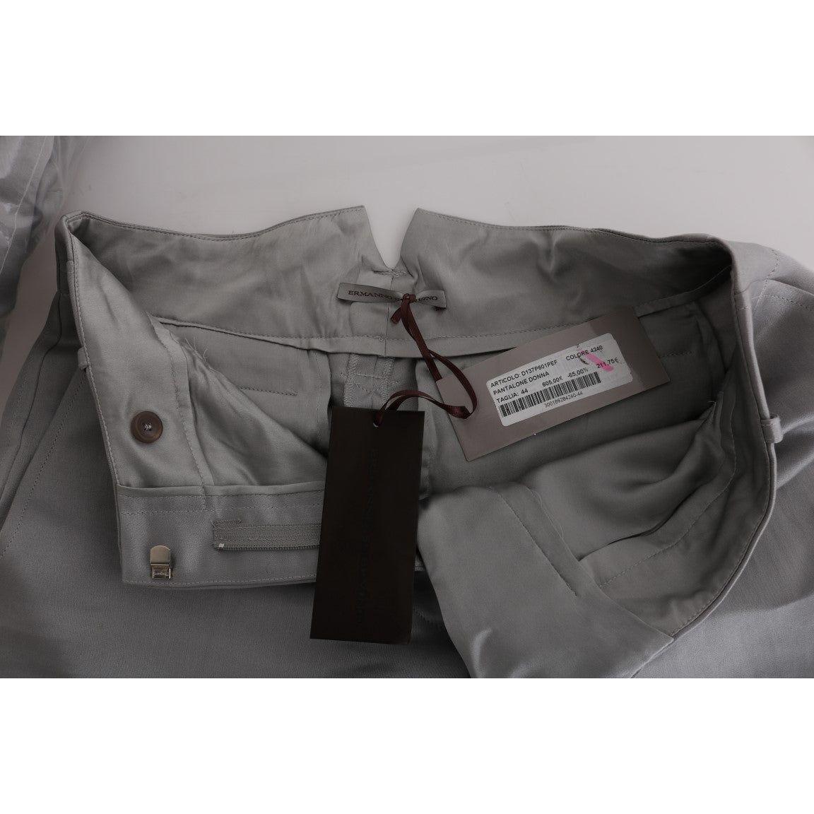Ermanno Scervino Chic Gray Cropped Silk Pants Ermanno Scervino Dim Gray