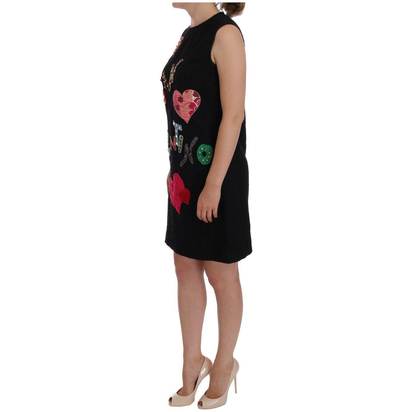 Dolce & Gabbana Black Crystal-Embellished Stretch Mini Dress Dolce & Gabbana Rosy Brown