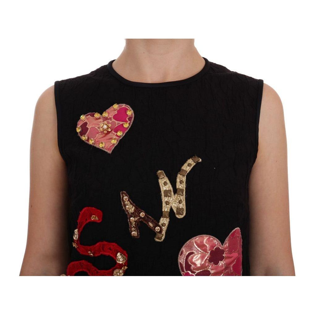 Dolce & Gabbana Black Crystal-Embellished Stretch Mini Dress Dolce & Gabbana Rosy Brown