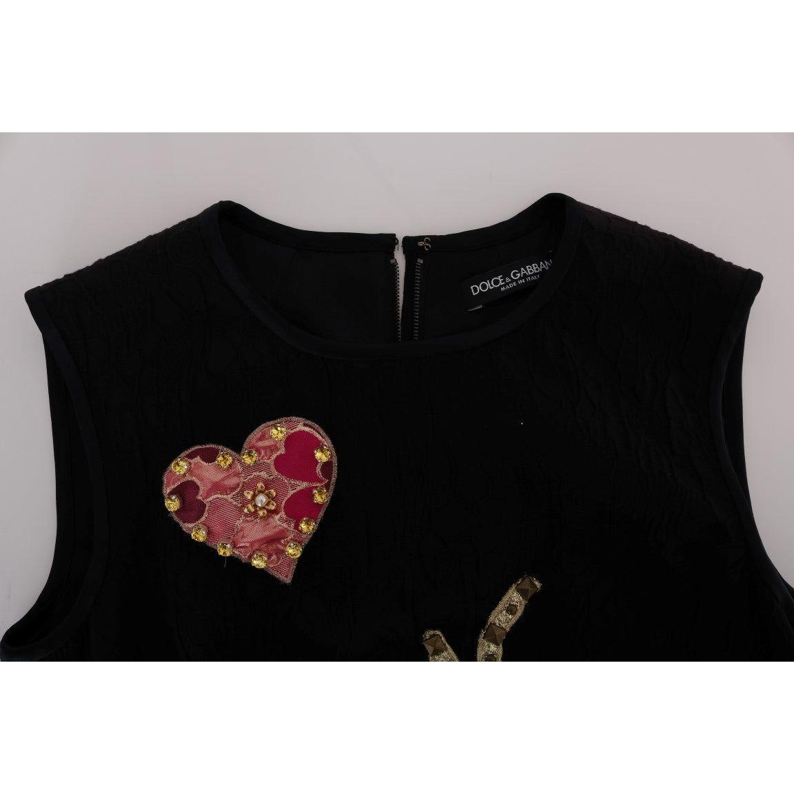 Dolce & Gabbana Black Crystal-Embellished Stretch Mini Dress Dolce & Gabbana Black