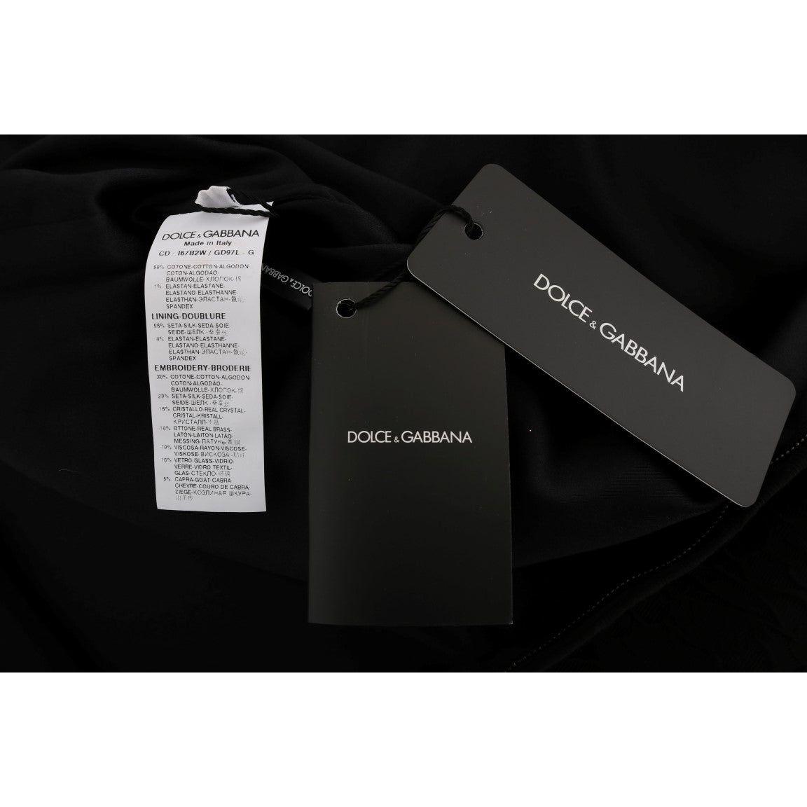 Dolce & Gabbana Black Crystal-Embellished Stretch Mini Dress Dolce & Gabbana Black