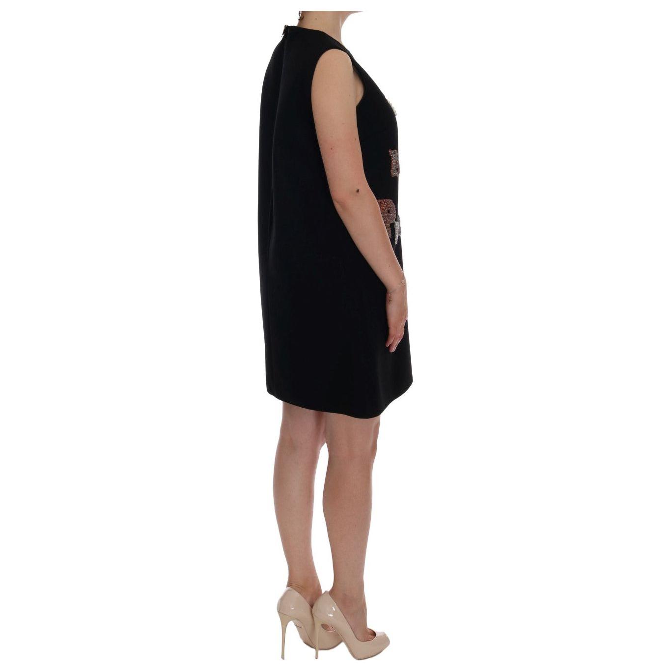 Dolce & Gabbana Black Wool Crystal Princess Dress Dolce & Gabbana Rosy Brown