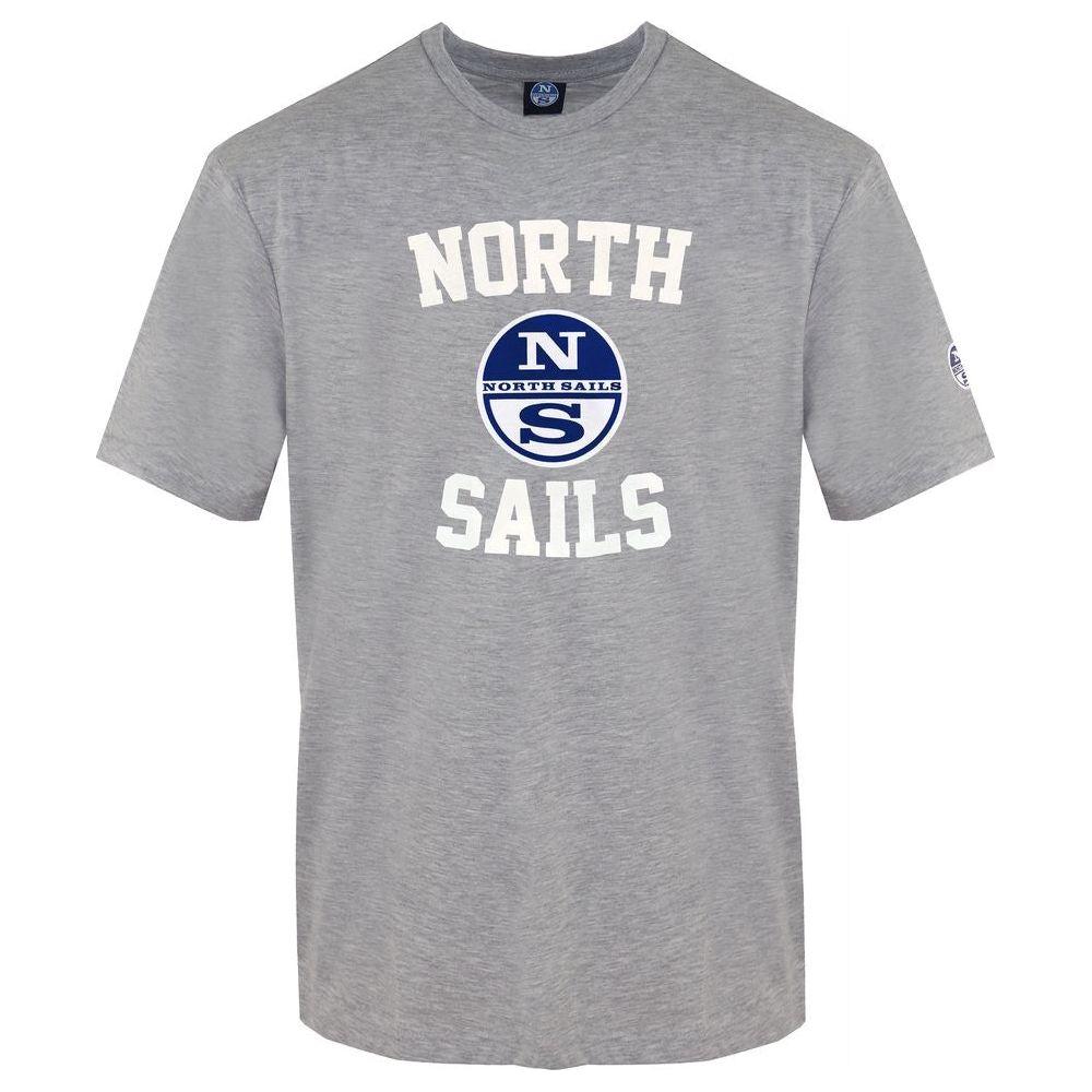 North Sails Gray Cotton Men T-Shirt North Sails Dark Gray