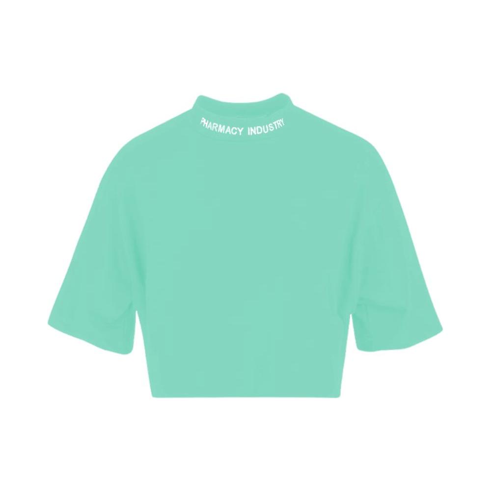 Pharmacy Industry Green Cotton Tops & T-Shirt Pharmacy Industry Medium Aquamarine