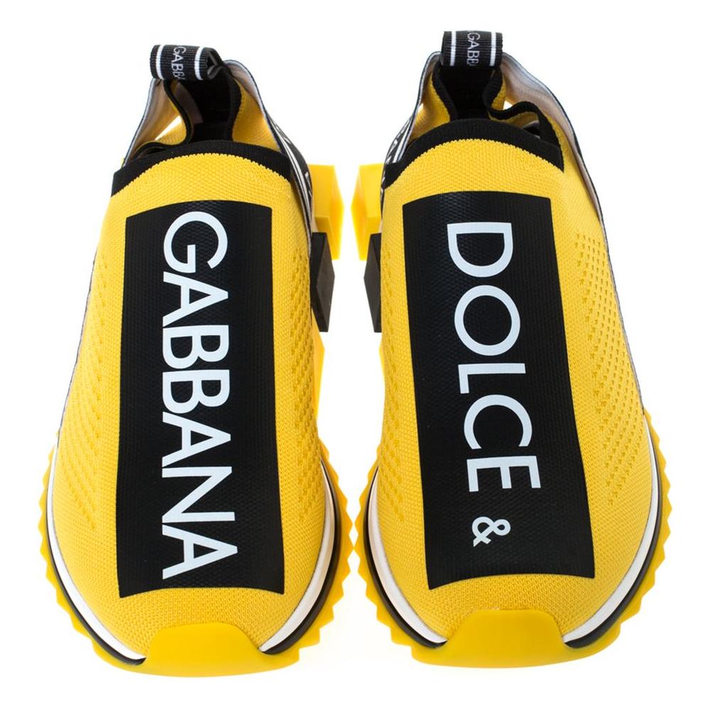 Dolce & Gabbana Chic Logo-Print Stretch Sneakers in Vibrant Yellow Dolce & Gabbana Goldenrod