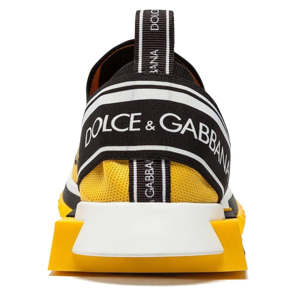 Dolce & Gabbana Chic Logo-Print Stretch Sneakers in Vibrant Yellow Dolce & Gabbana Light Gray