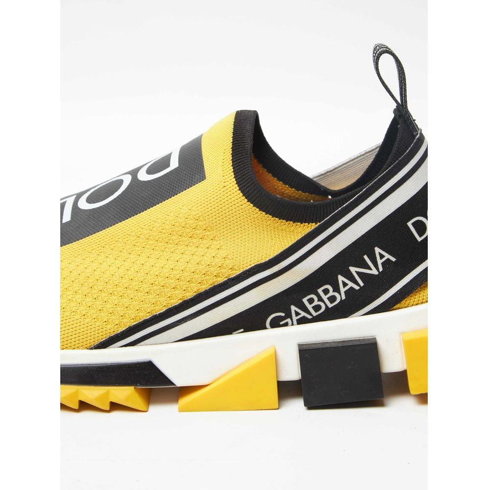 Dolce & Gabbana Chic Logo-Print Stretch Sneakers in Vibrant Yellow Dolce & Gabbana Beige