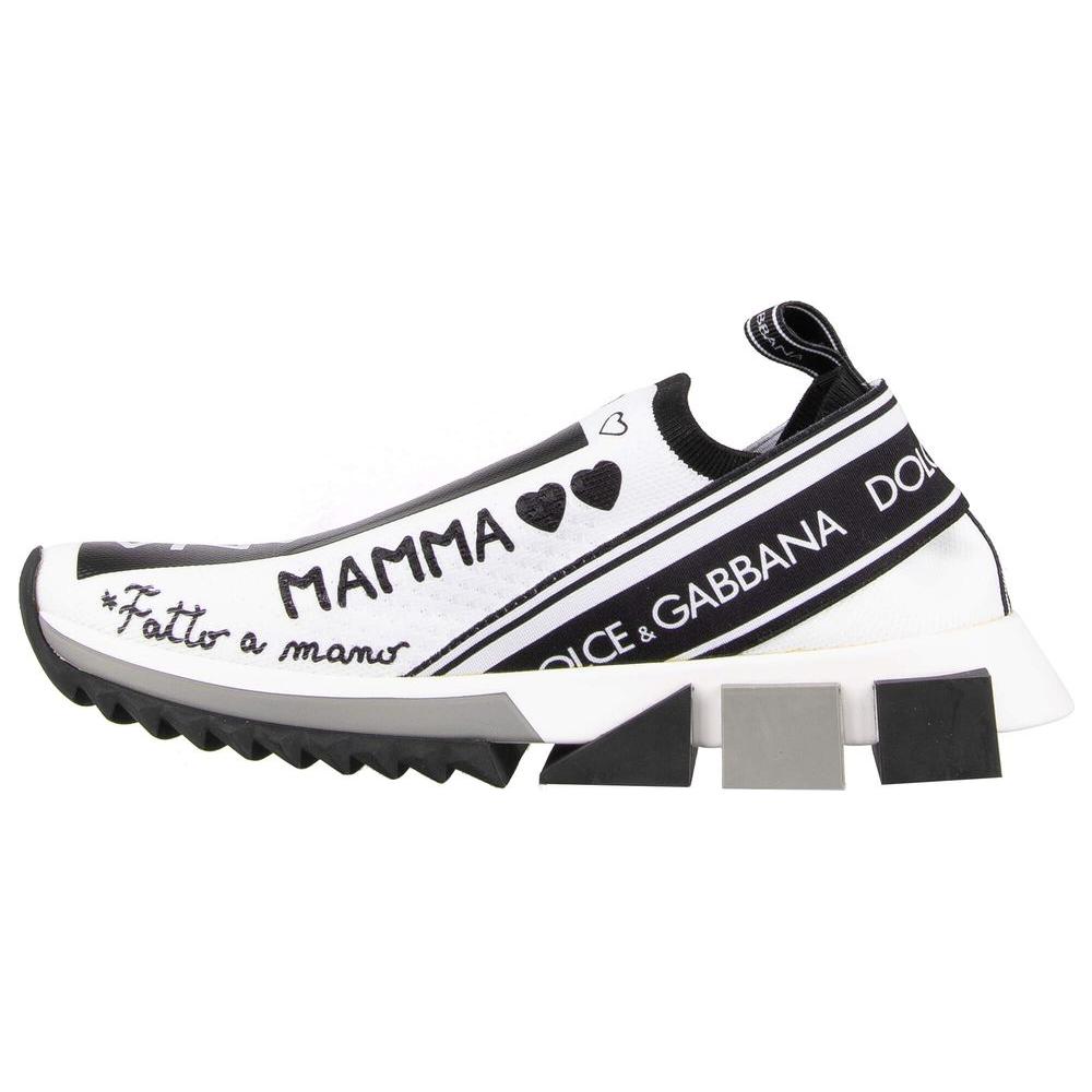Dolce & Gabbana Elegant Monochrome Printed Stretch Sneakers Dolce & Gabbana Dark Slate Gray