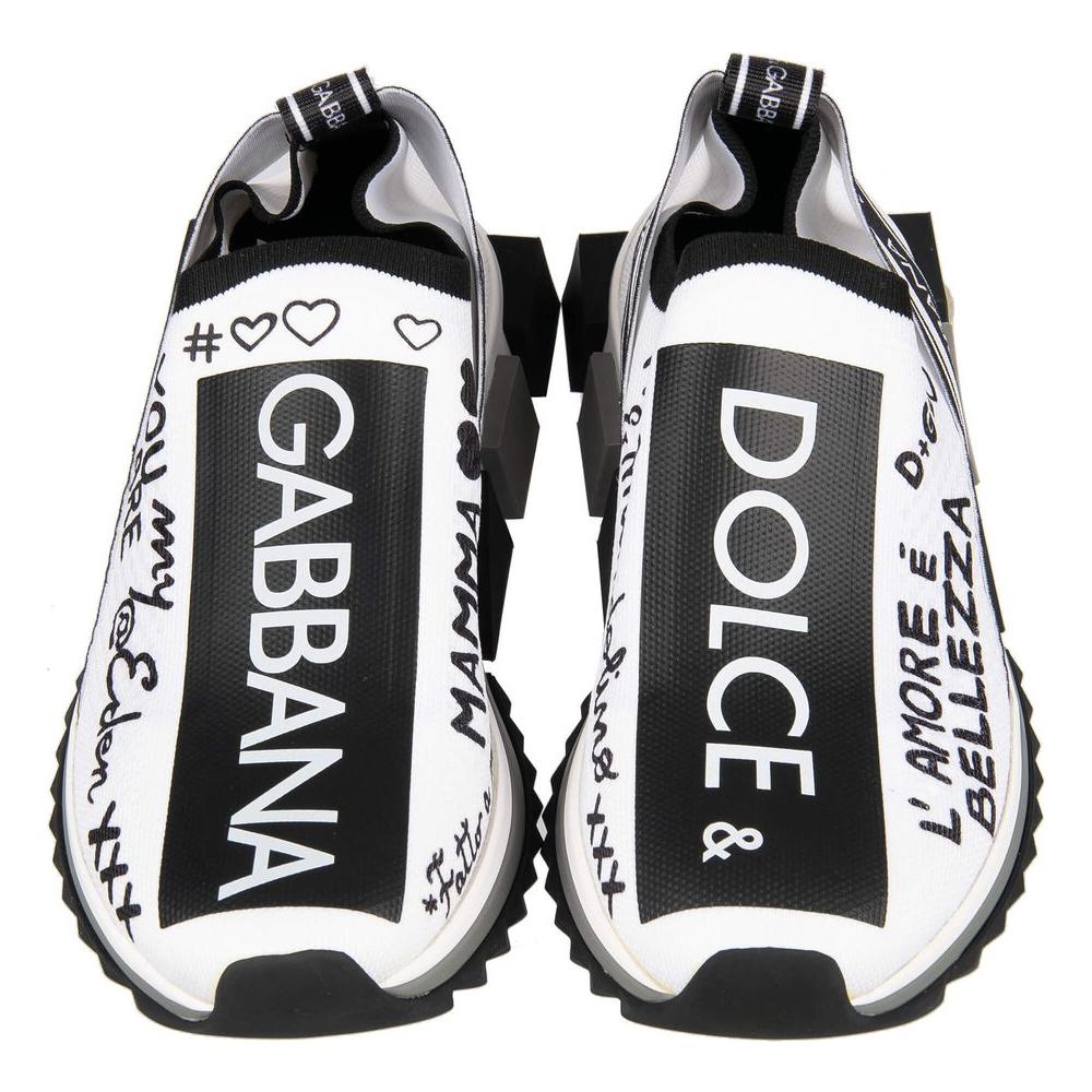 Dolce & Gabbana Elegant Monochrome Printed Stretch Sneakers Dolce & Gabbana Dark Slate Gray