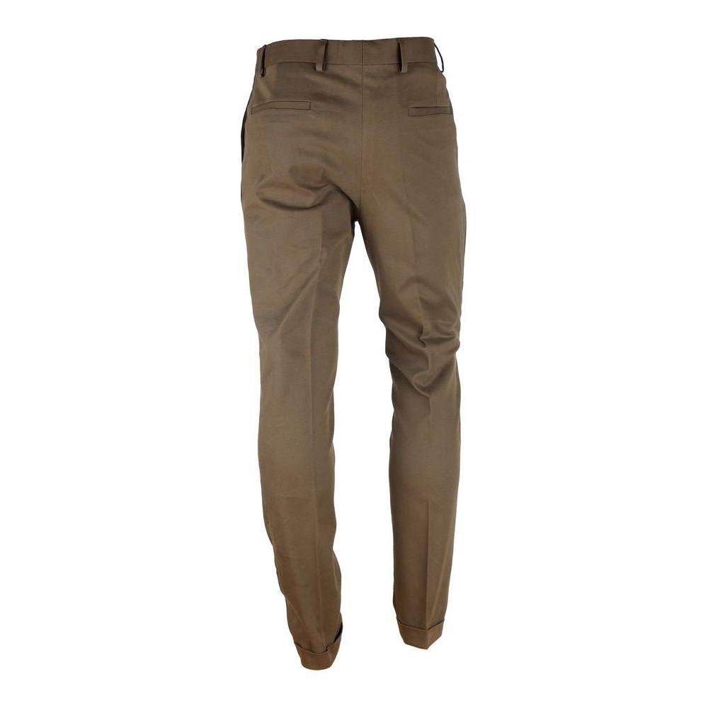 Made in Italy Brown Wool Men's Trousers Made in Italy Dark Olive Green