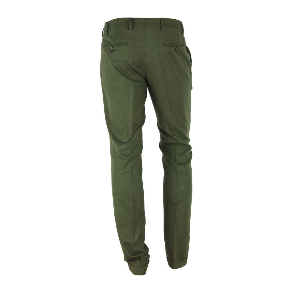 Made in Italy Elegant Winter Cotton Pants Made in Italy Dark Olive Green