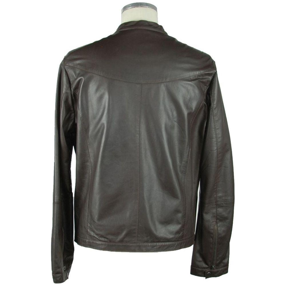 Emilio Romanelli Elegant Leather Jacket Emilio Romanelli Dark Slate Gray