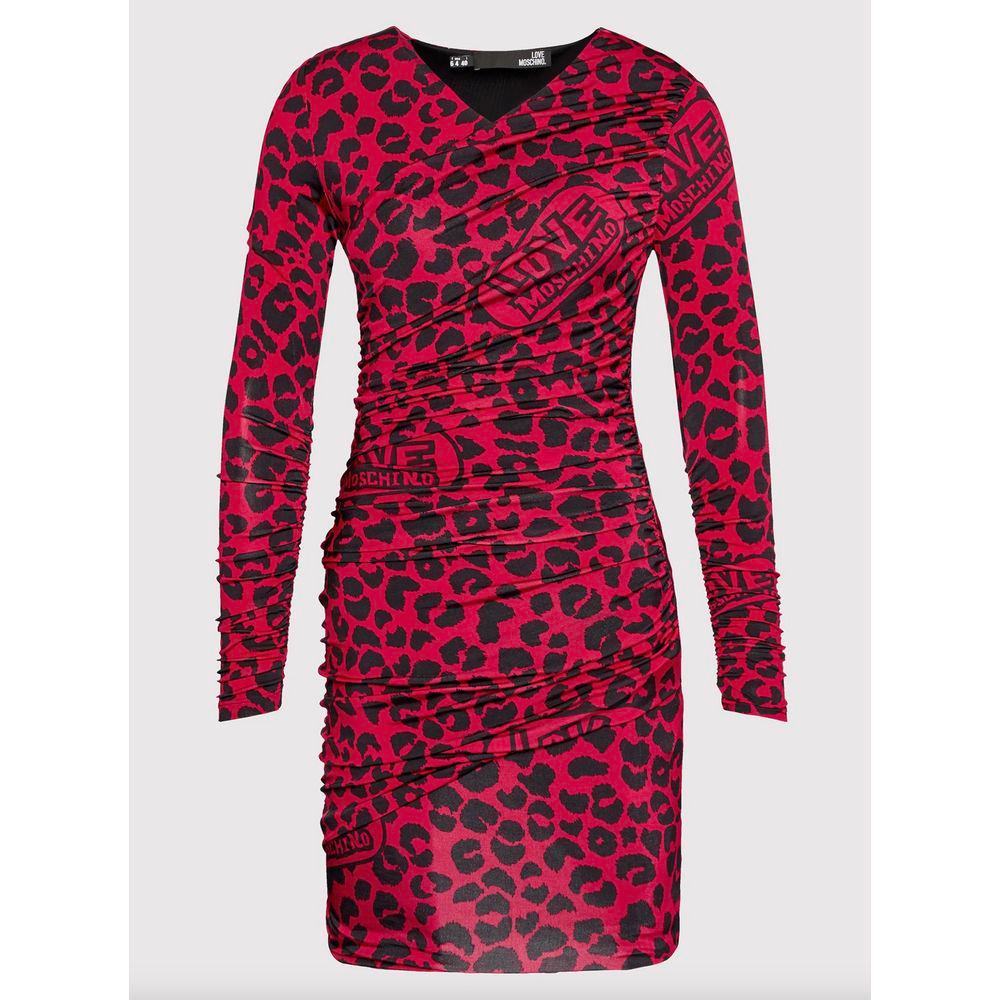 Love Moschino Chic Leopard Texture Dress in Pink and Black Love Moschino Lavender